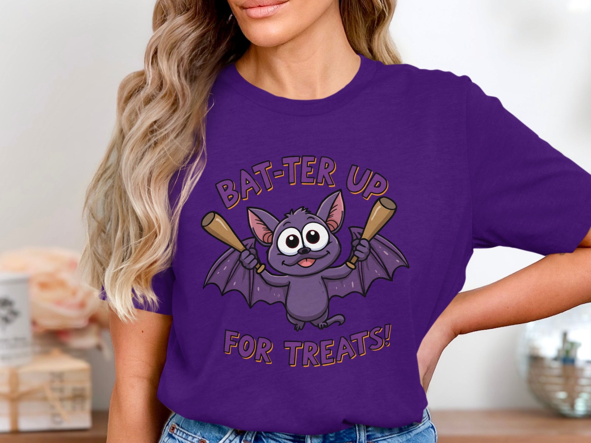 Bat-ter Up For Treats Funny Halloween T-Shirt product