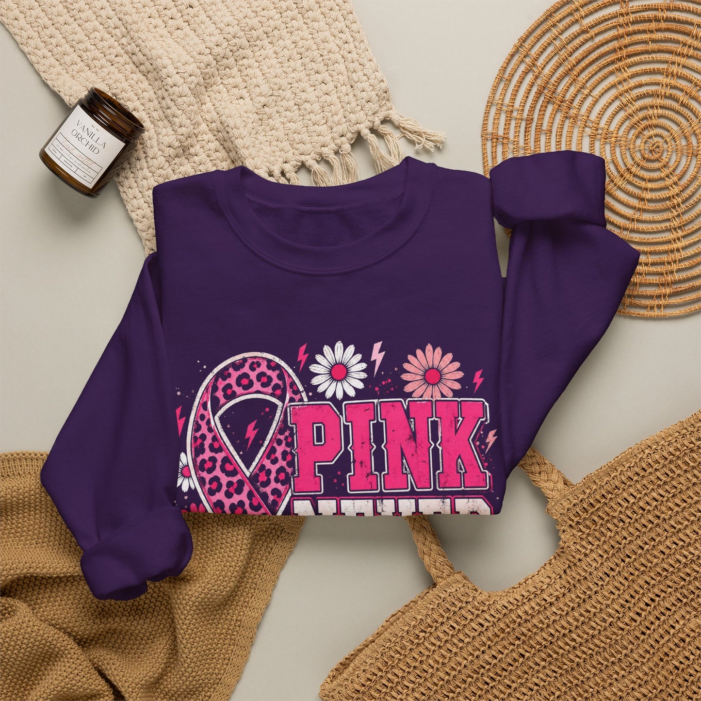 Pink Never Quits | Breast Cancer Awareness Unisex Crewneck Sweatshirt