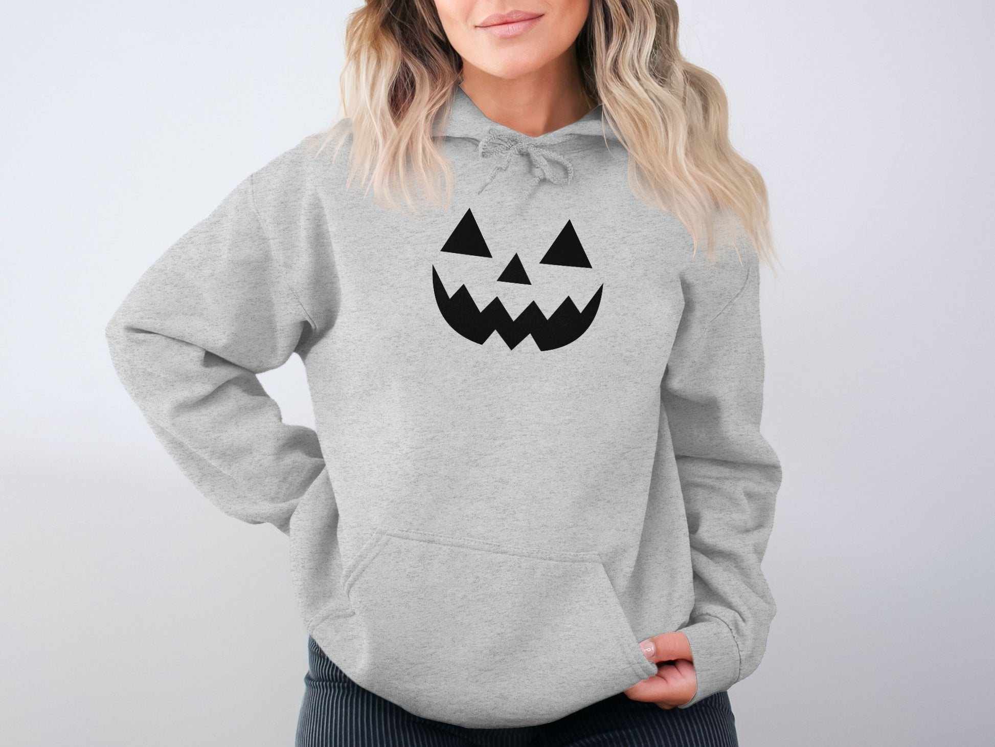 Spooky Jack O Lantern Design Grey Hoodie product