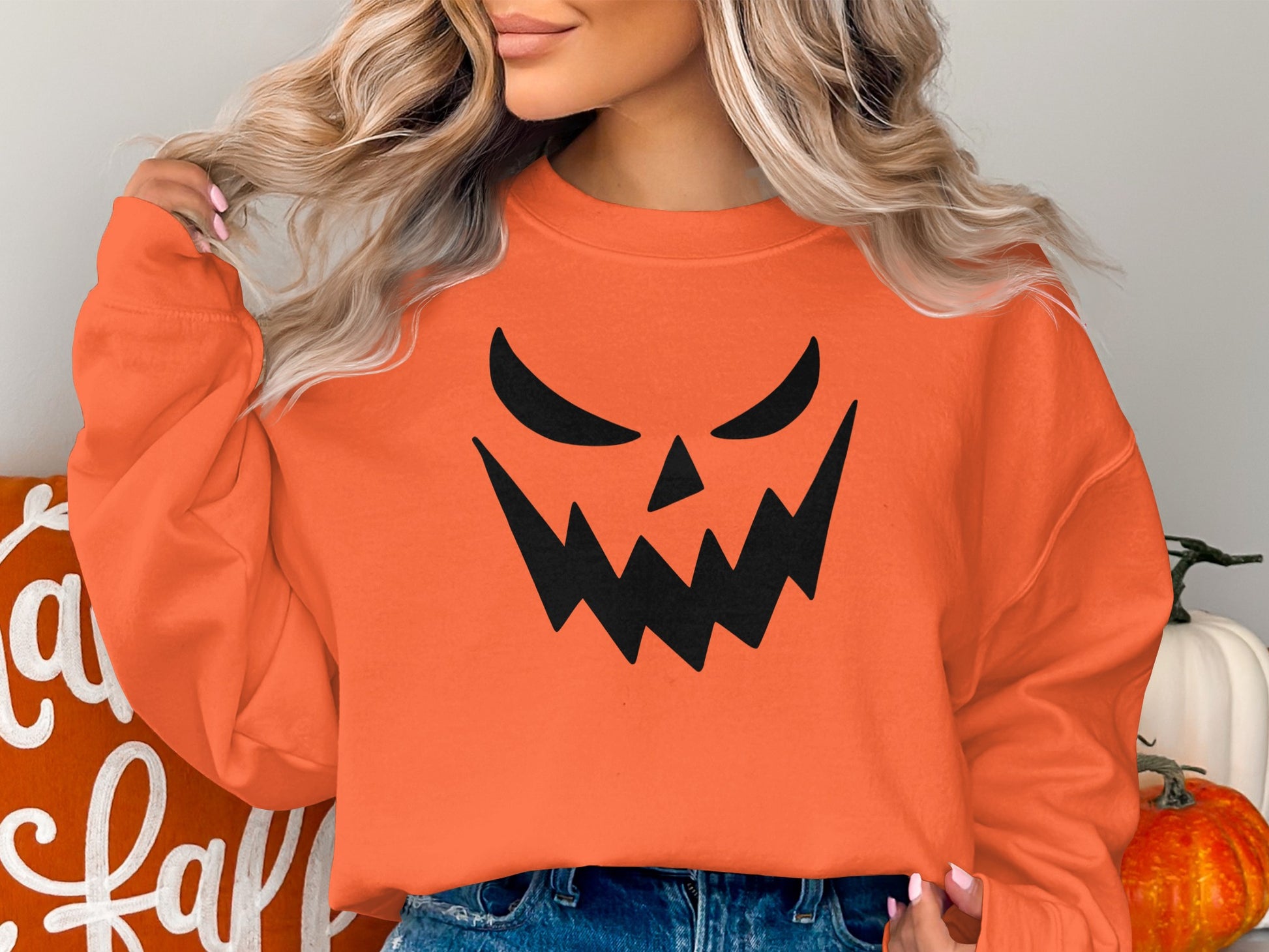 Spooky Jack O Lantern Face Halloween Sweatshirt product