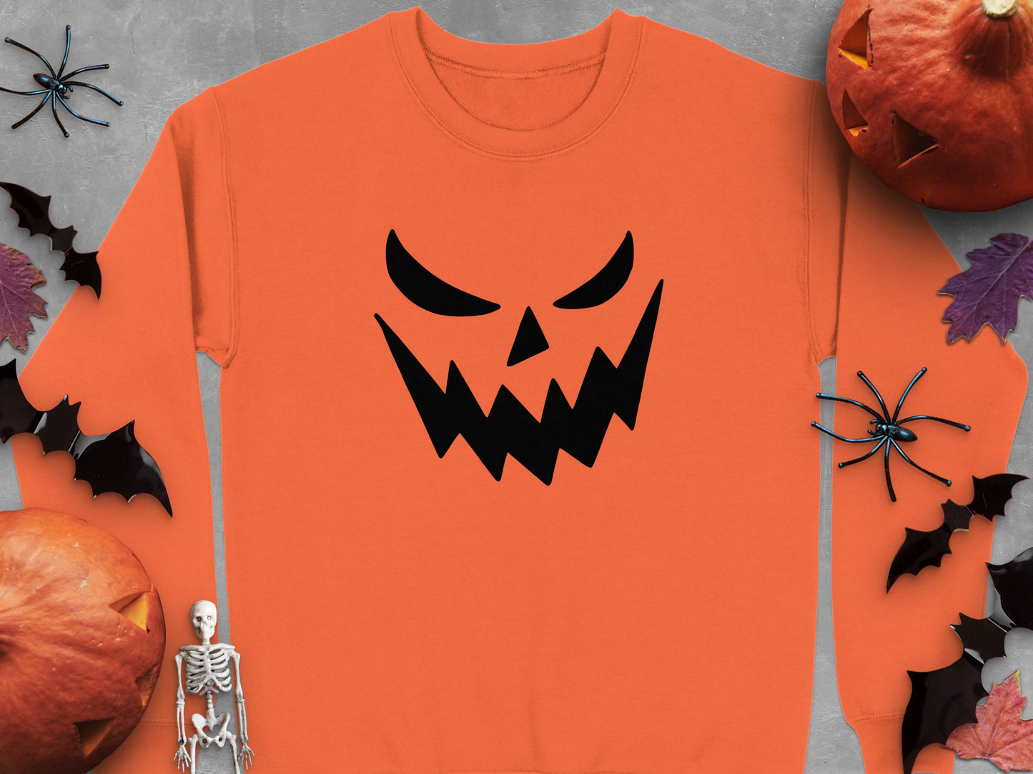 Spooky Jack O Lantern Face Orange Sweatshirt product type