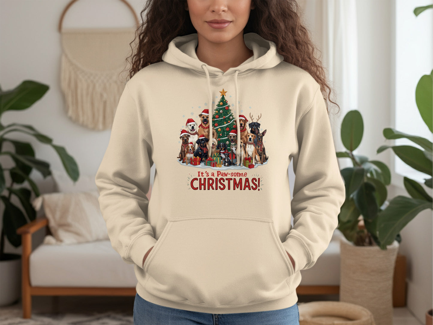 It's a Paw-some Christmas Hoodie with Festive Dogs