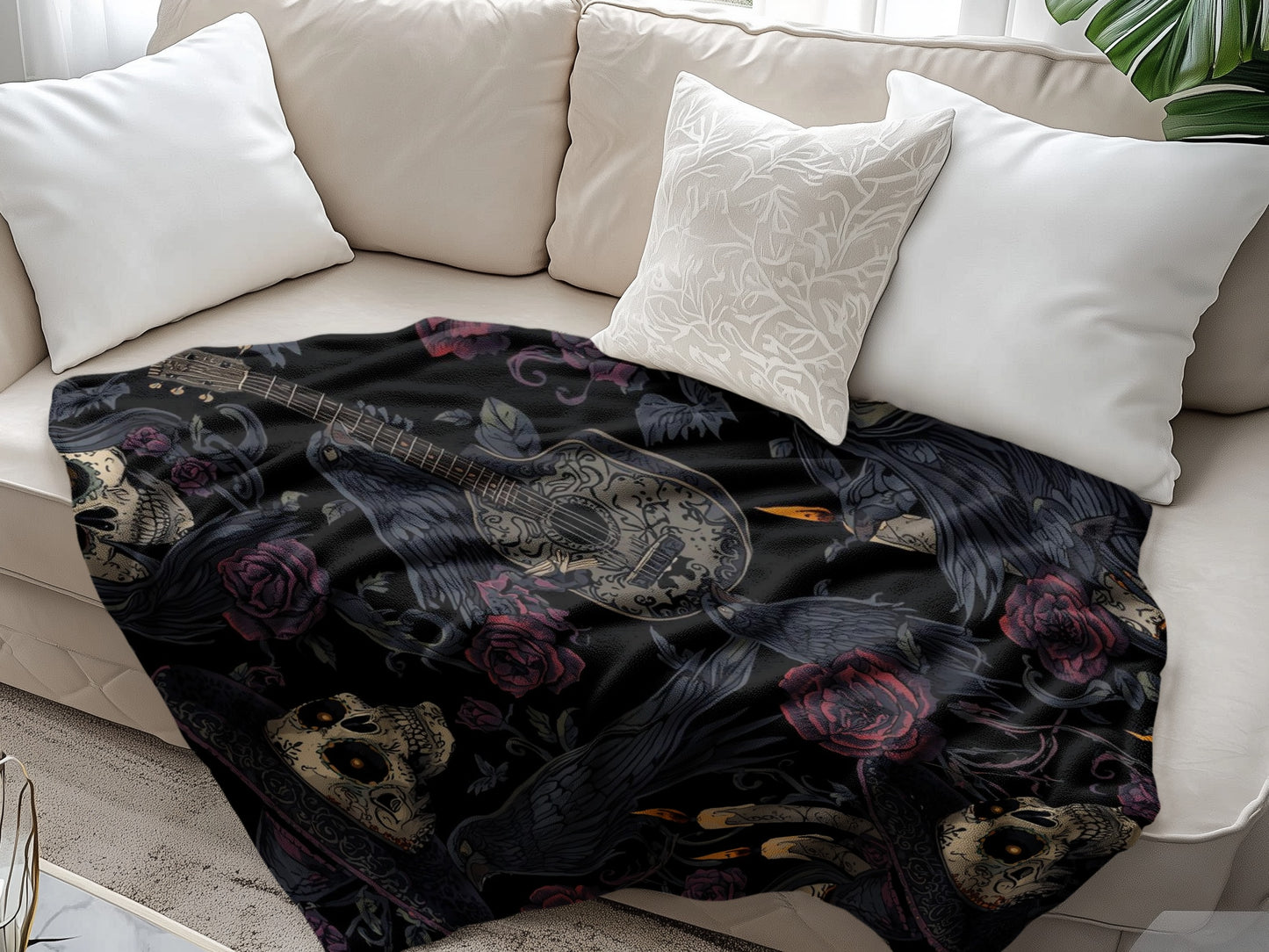 Skull Roses and Guitar Design Blanket product