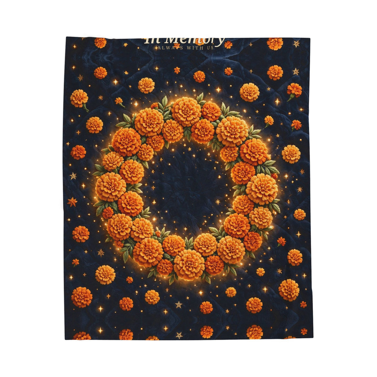 In Memory | Midnight Marigold Wreath Velveteen Plush Blanket