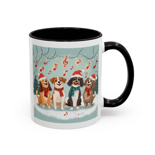 Festive Dog Illustration with Musical Notes Mug