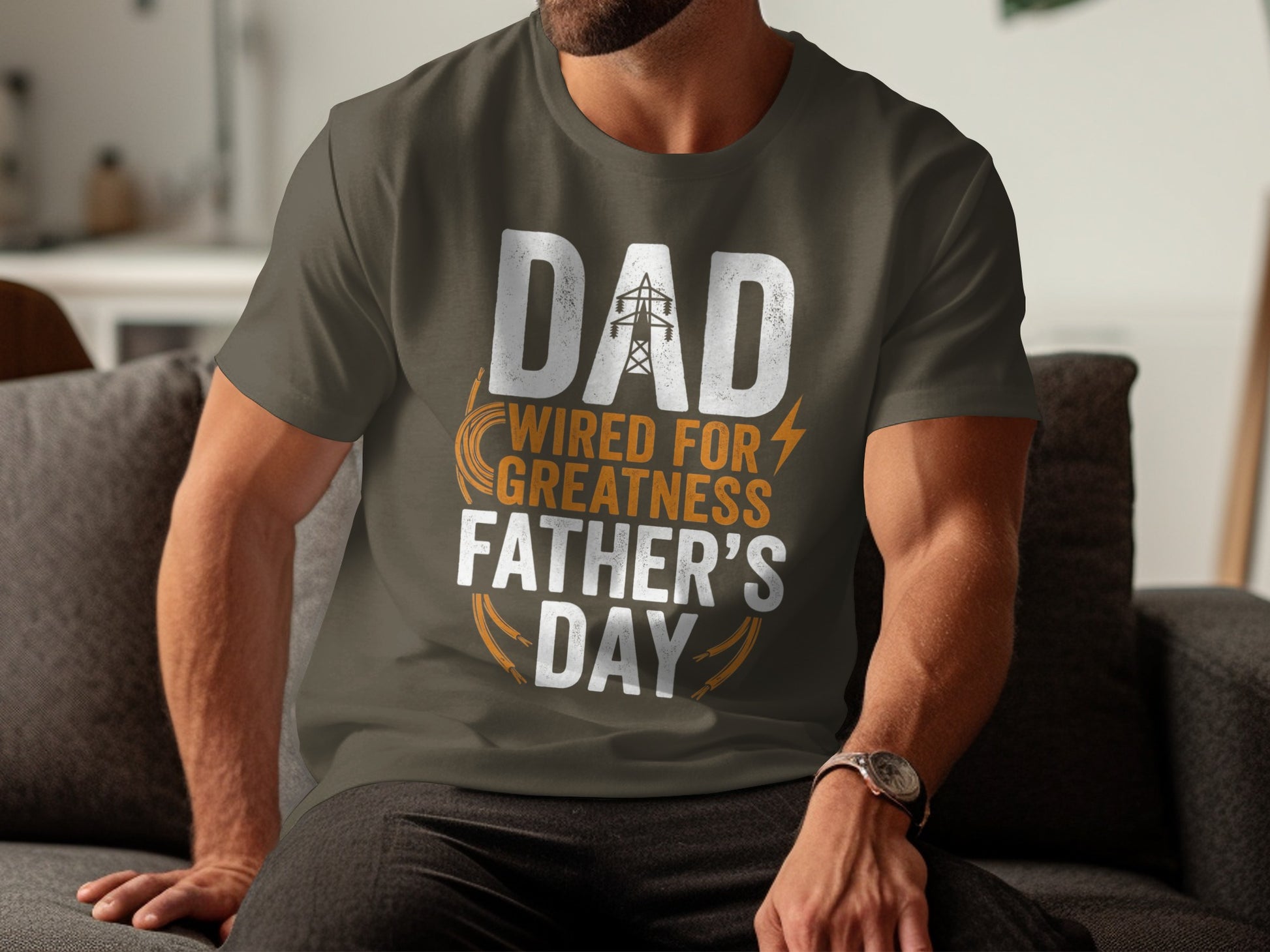 Dad wired for greatness Father's Day t-shirt.