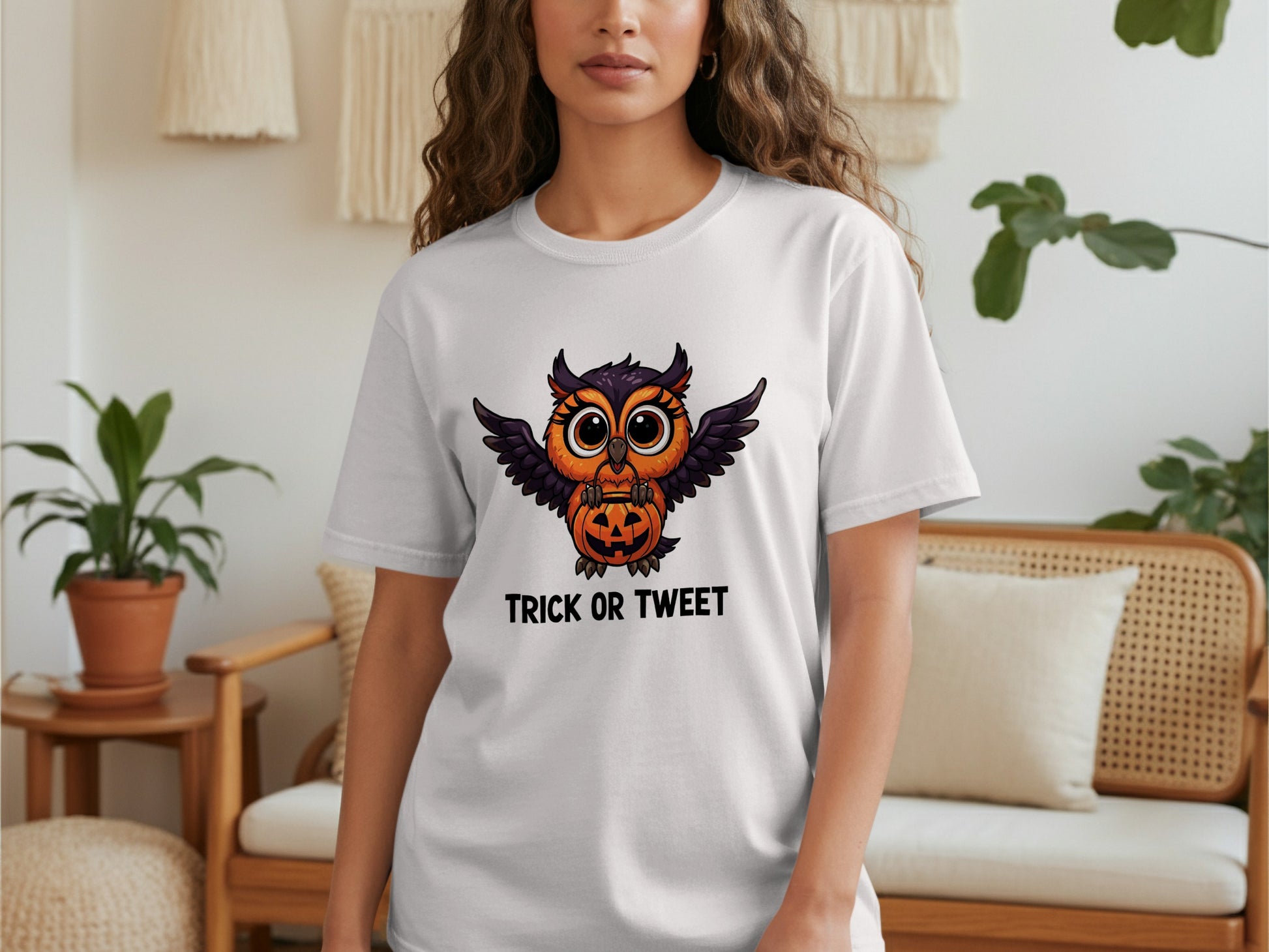 Funny Halloween Owl Design Trick or Tweet T-Shirt product