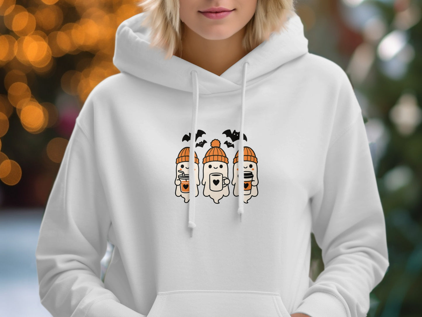 Cute Halloween Trio Hoodie with a Ghost Print product type