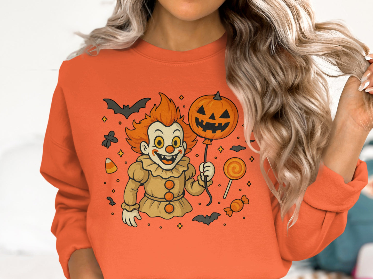 Halloween Clown Pumpkin Design Oversized Top product