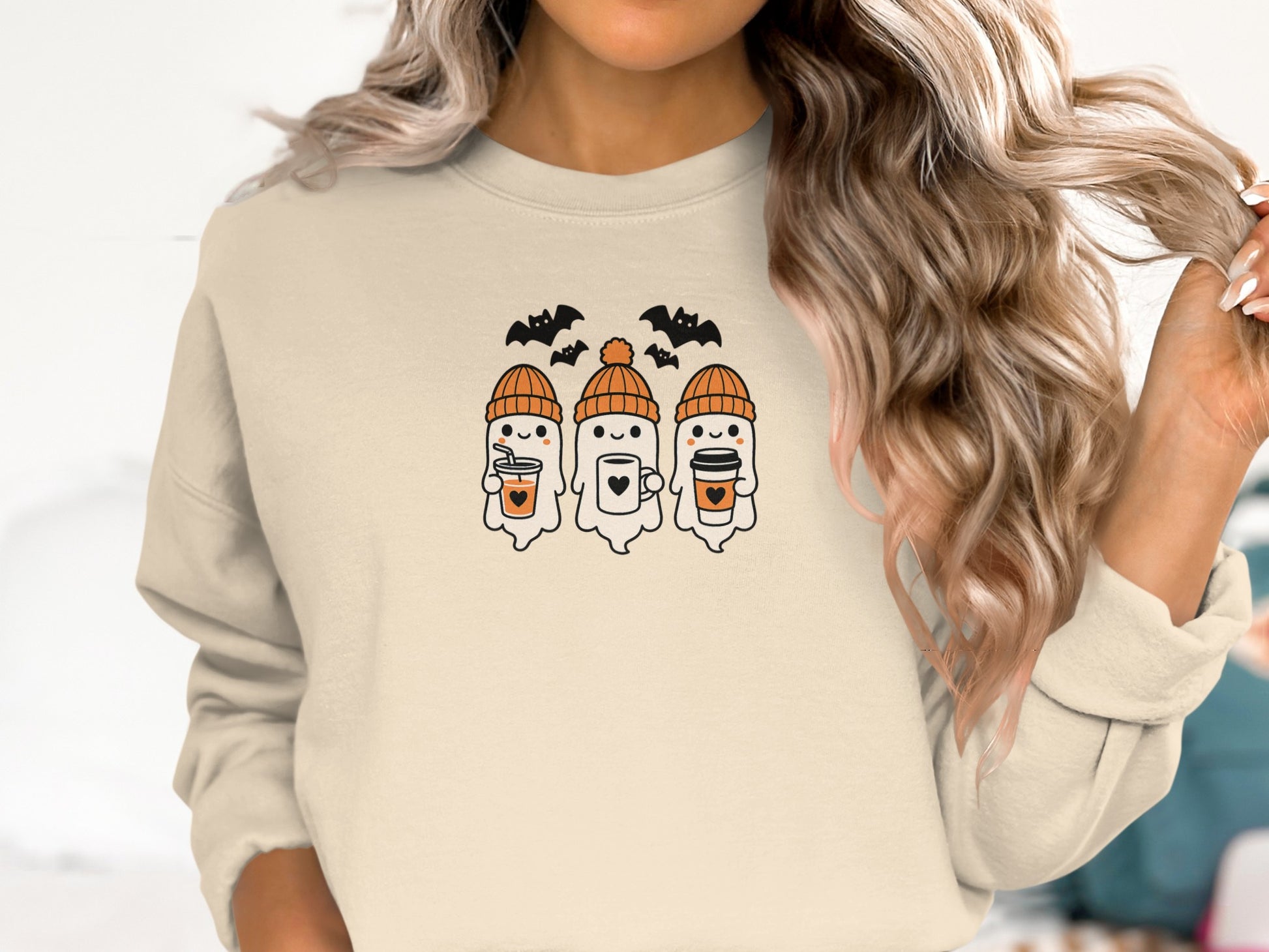 Cute Halloween Ghost Print Oversized Sweatshirt product