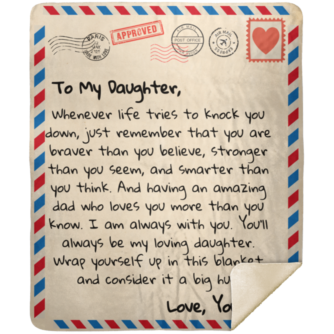 To My Daughter | From Dad | Letter Blanket