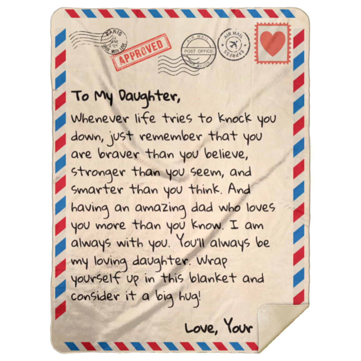 To My Daughter | From Dad | Letter Blanket