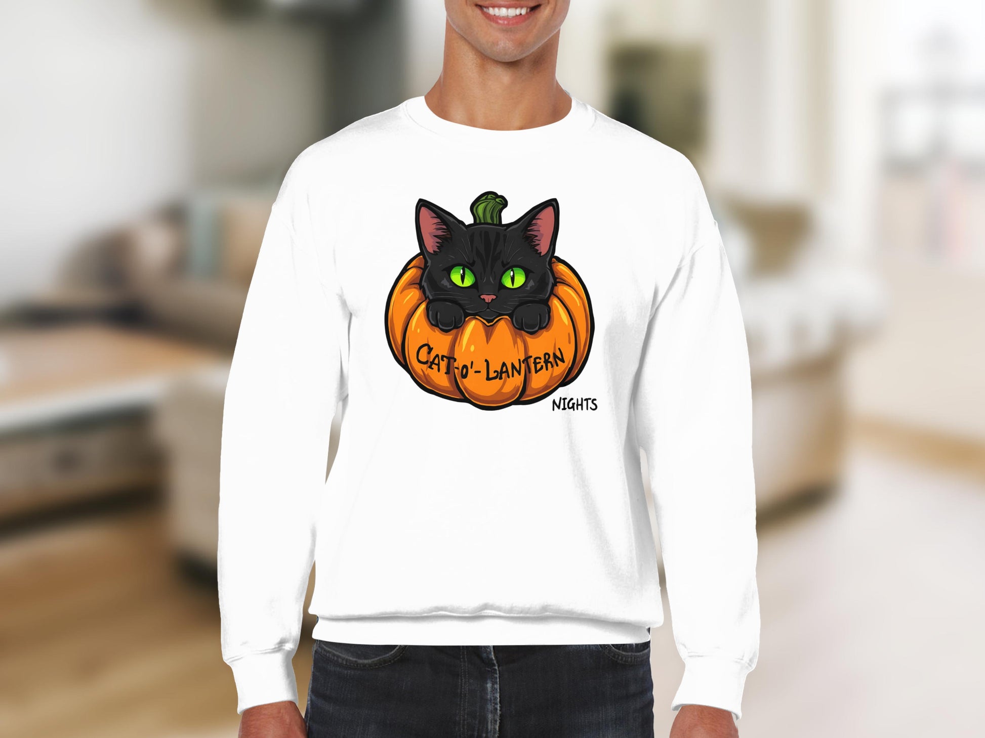 Cute Black Cat Inside Pumpkin Halloween Sweatshirt product type