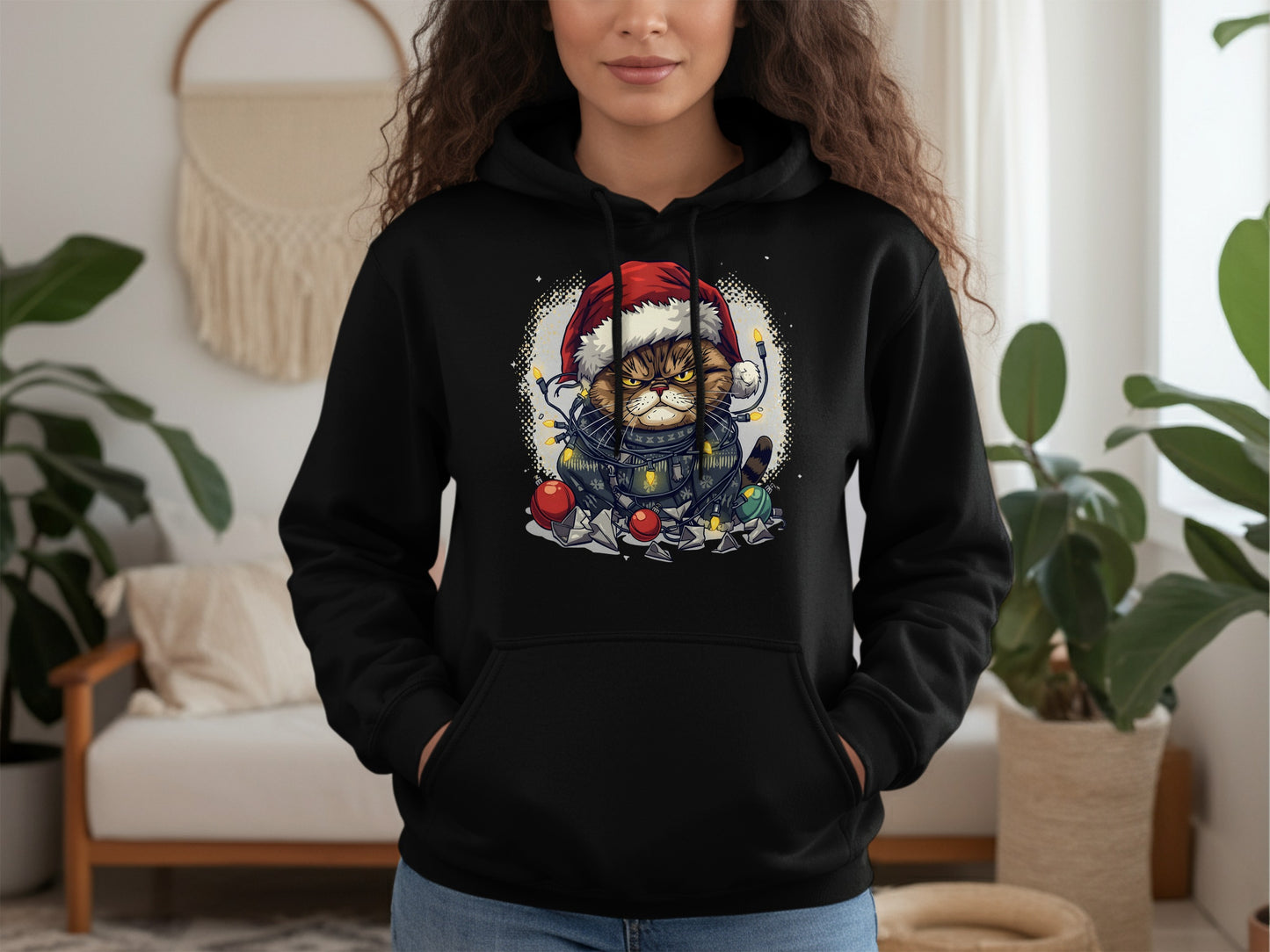 Grumpy Christmas Cat Festive Design Hoodie Product