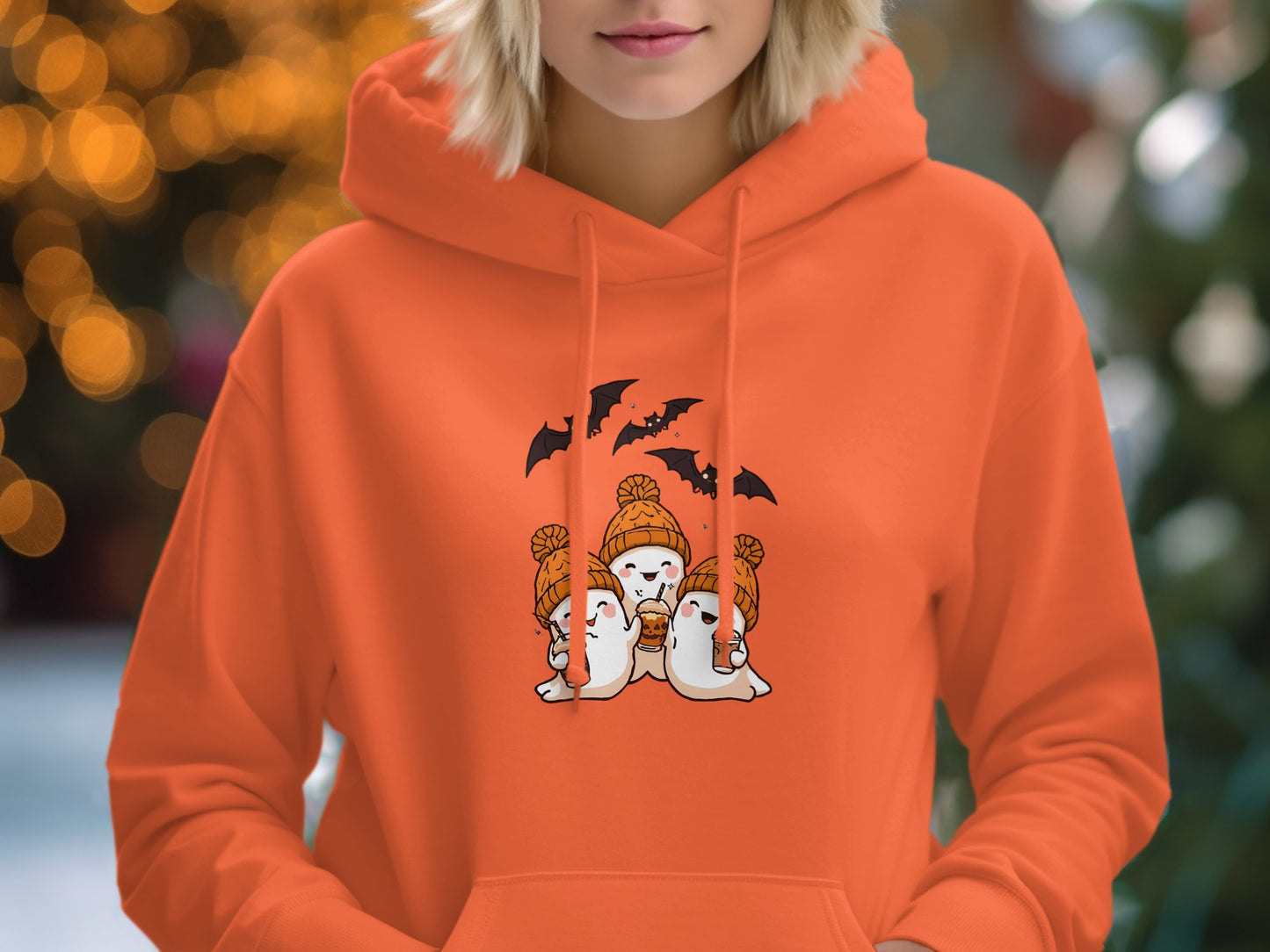 Adorable Ghosts in Beanies Bat Graphic Hoodie product type