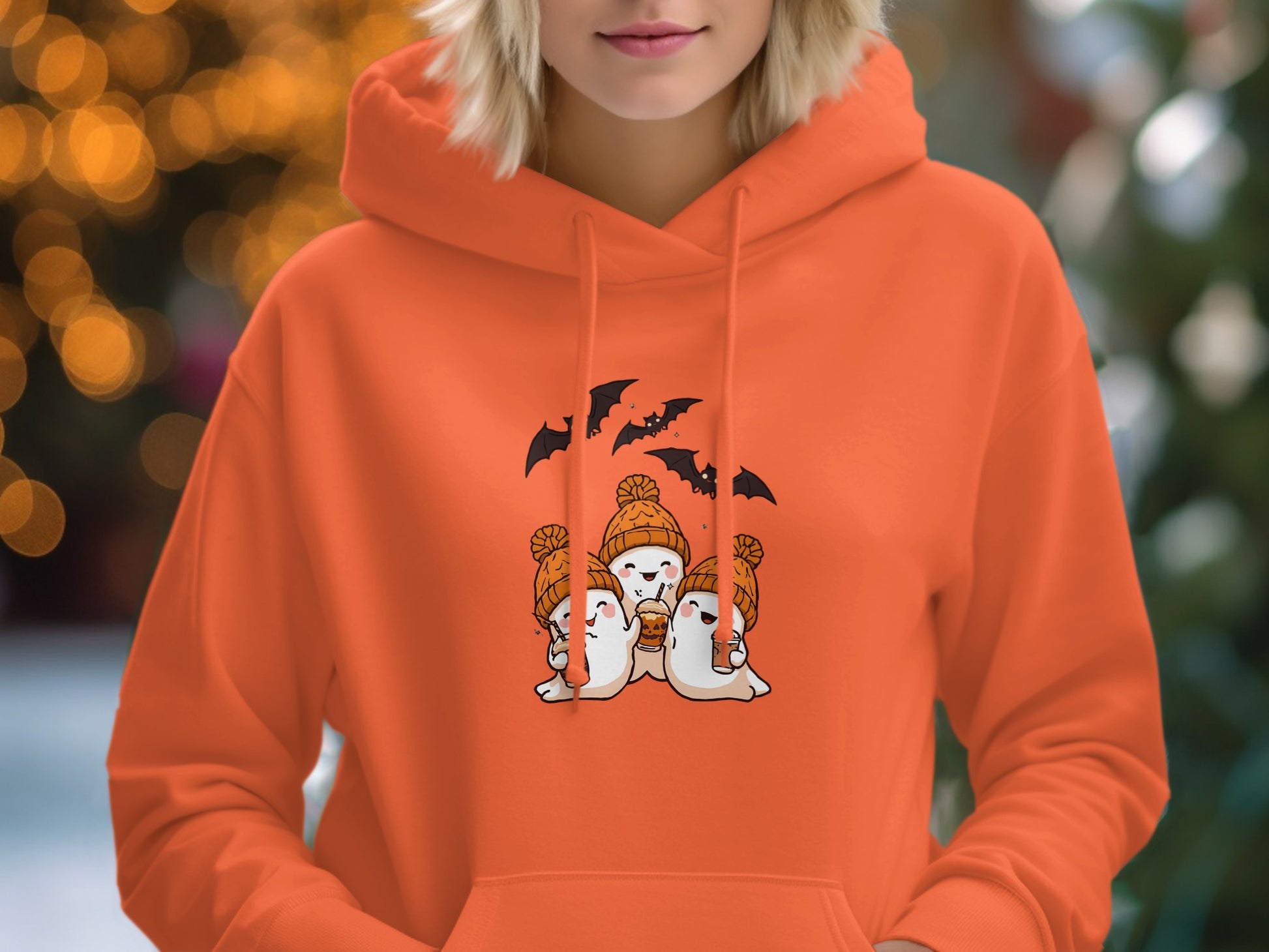 Adorable Ghosts in Beanies Bat Graphic Hoodie product type