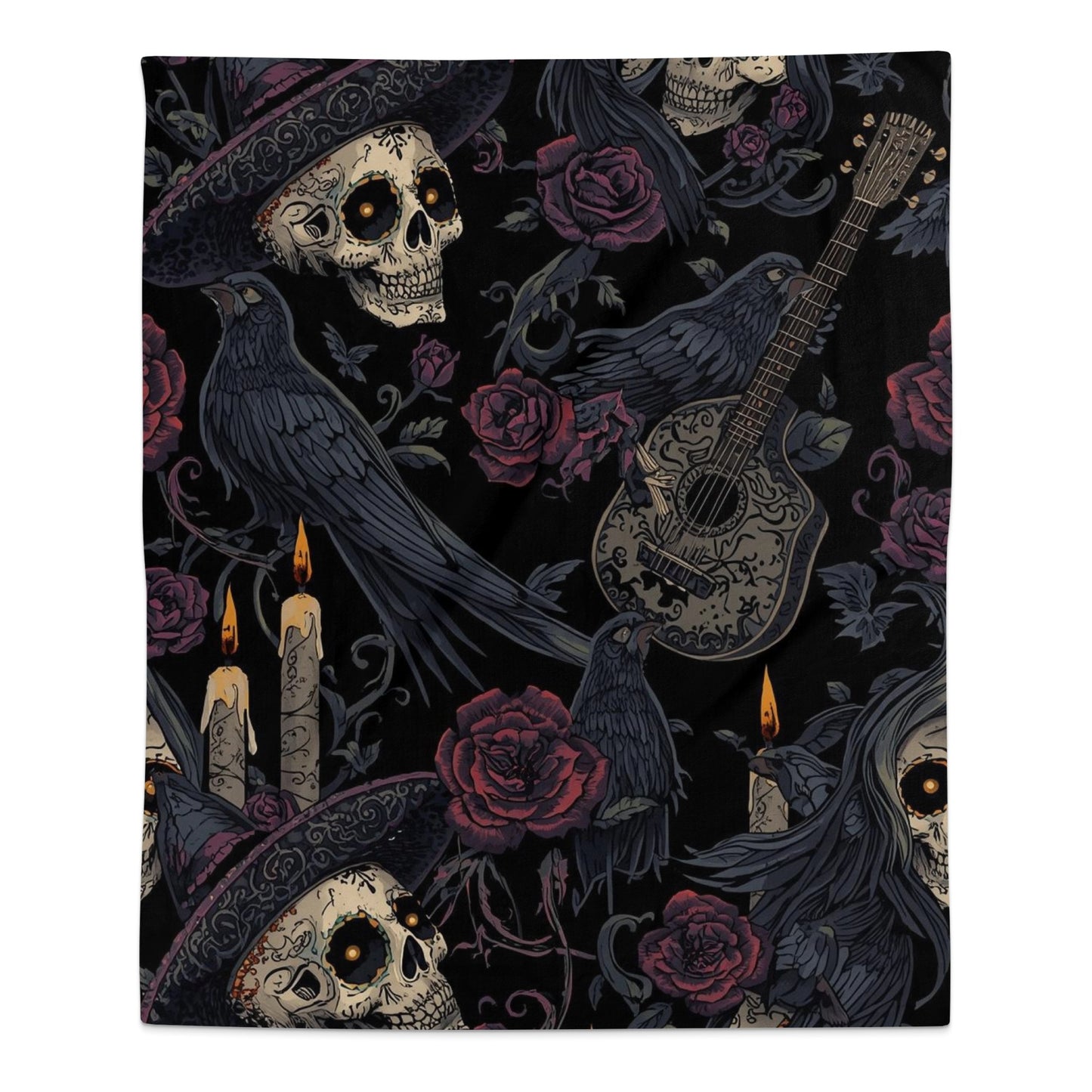 Colorful Skull and Crow Blanket with Skull product