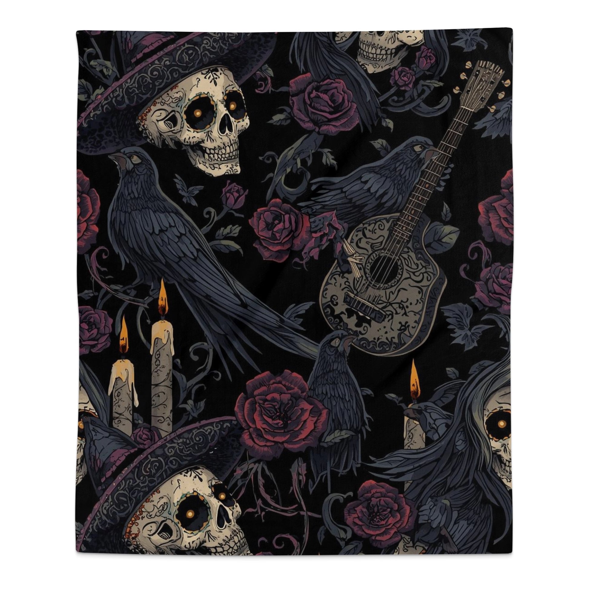 Colorful Skull and Crow Blanket with Skull product