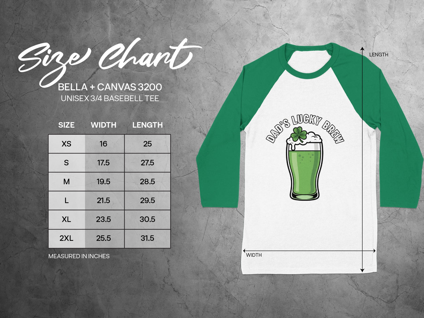 DAD'S LUCKY BREW UNISEX 3/4 BASEBALL TEE product type
dad's lucky brew, unisex baseball tee, 3/4 sleeve tee, st patricks day, shamrock design, irish beer tee, green beer graphic, dad gift idea, fathers day, lucky clover, beverage shirt, drinking tee, raglan style, baseball shirt, unisex apparel, holiday clothing, graphic tee, brew lover, green white shirt, celebration top