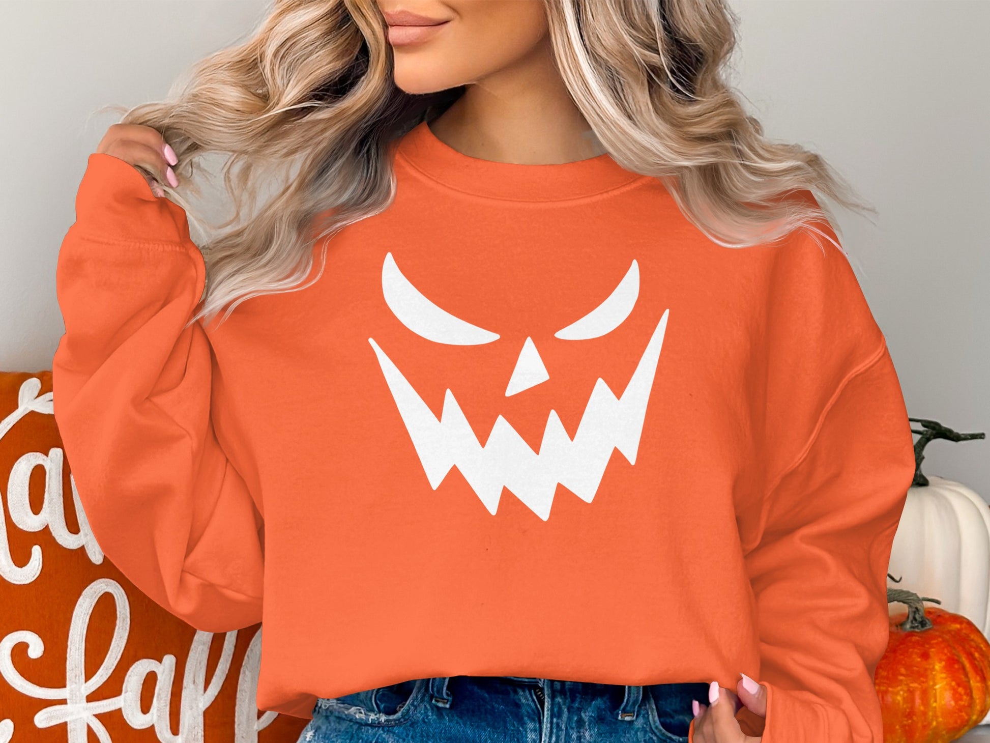 Spooky Jack-O'-Lantern Face Halloween Sweater product