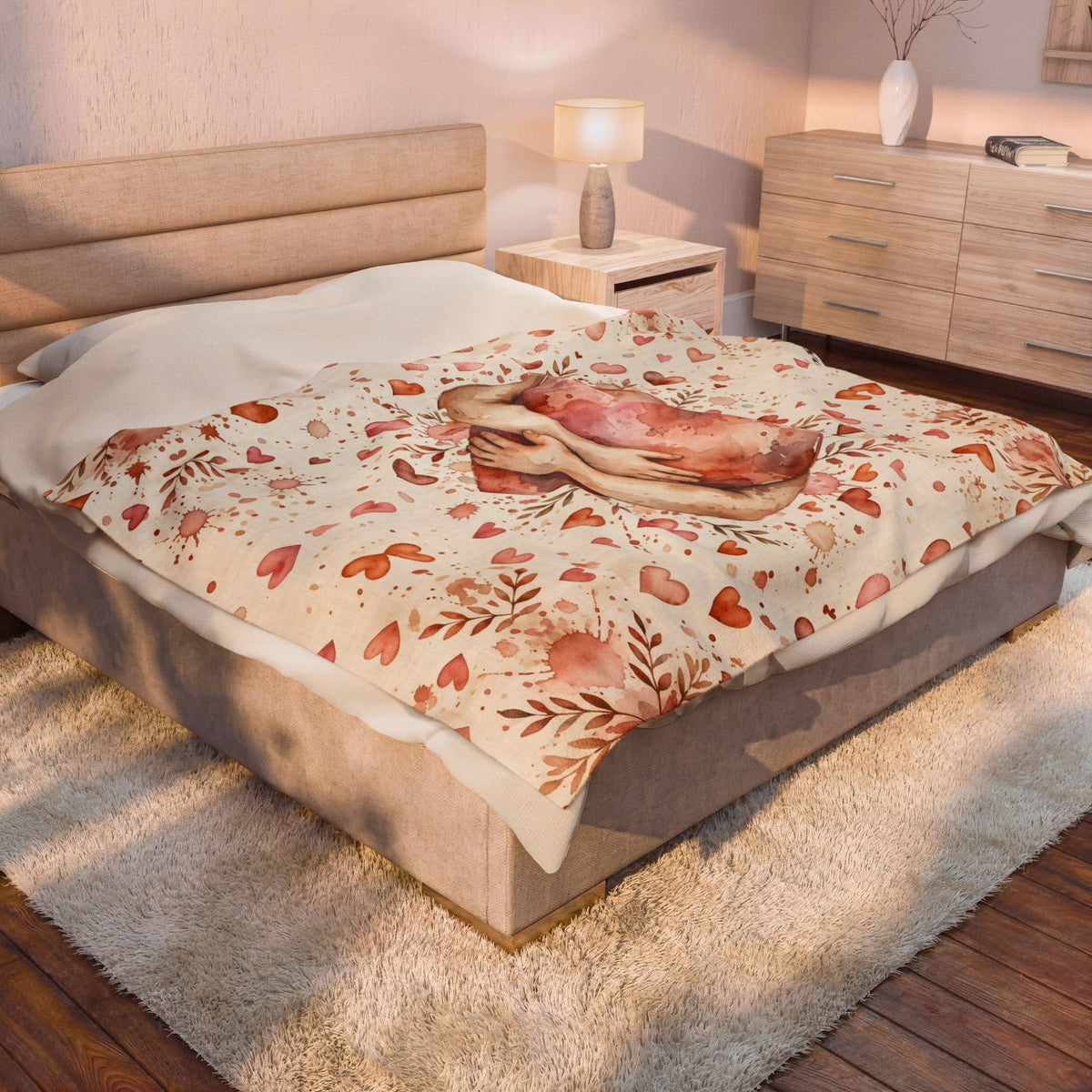 A Hug You Can Keep | Watercolor Heart Velveteen Plush Blanket