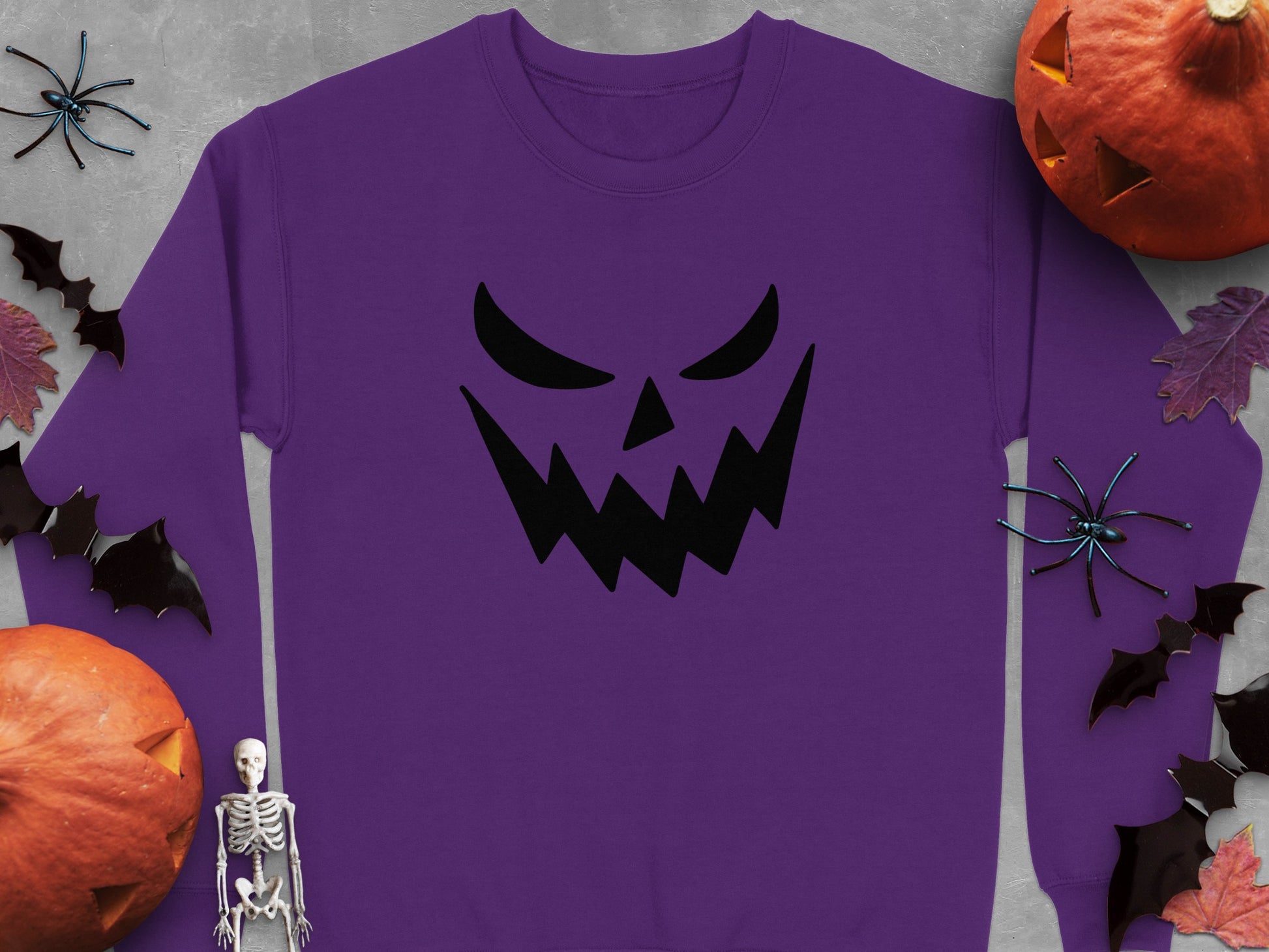 Creepy Black Halloween Smiling Face Design Sweatshirt product
