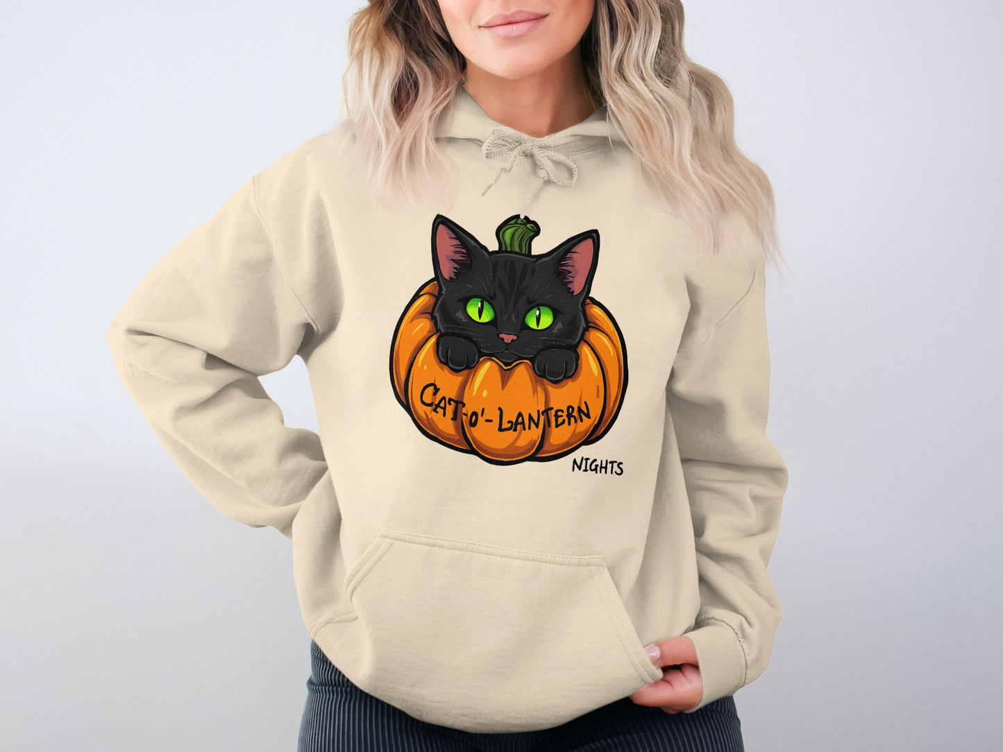Cute Black Cat in Pumpkin Hoodie Halloween product type