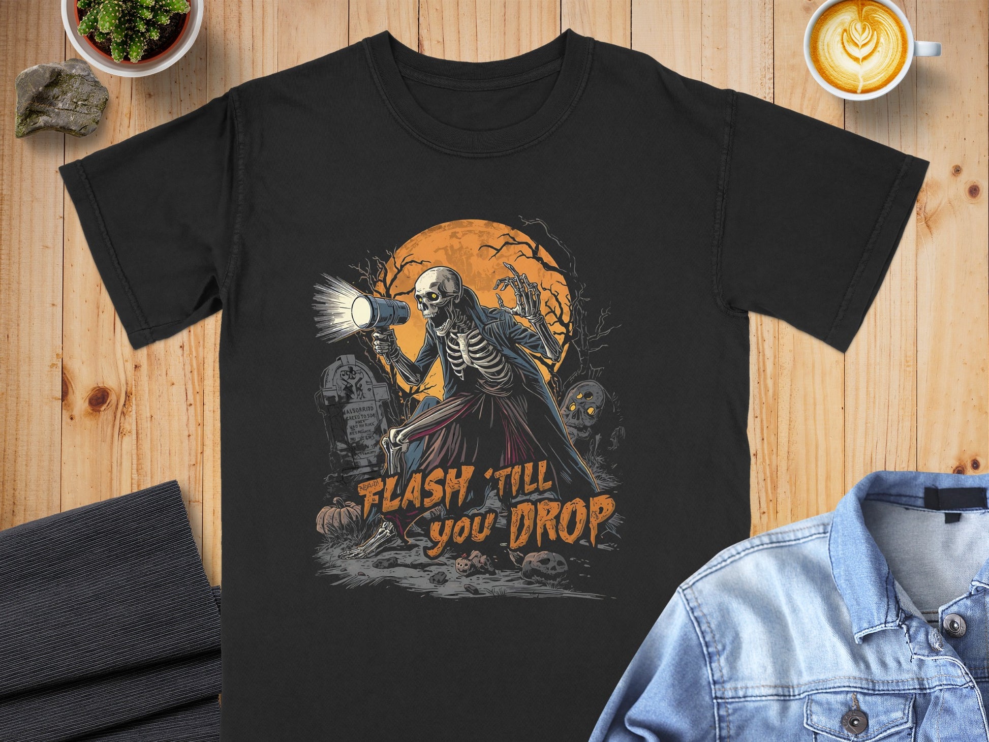 Flash Till You Drop Skeleton Graphic Shirt product