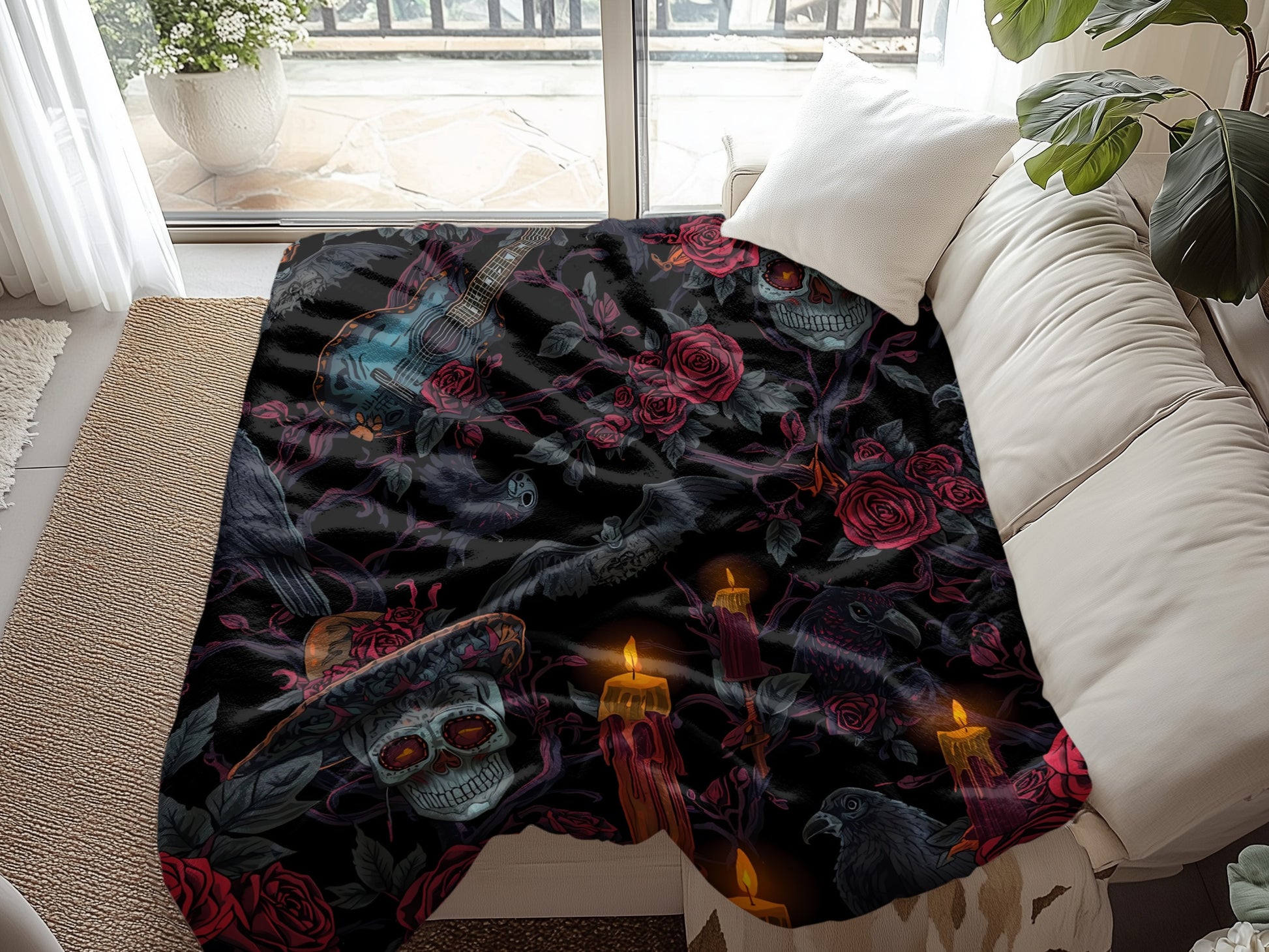 Day of the Dead Skull Design Cozy Blanket product type