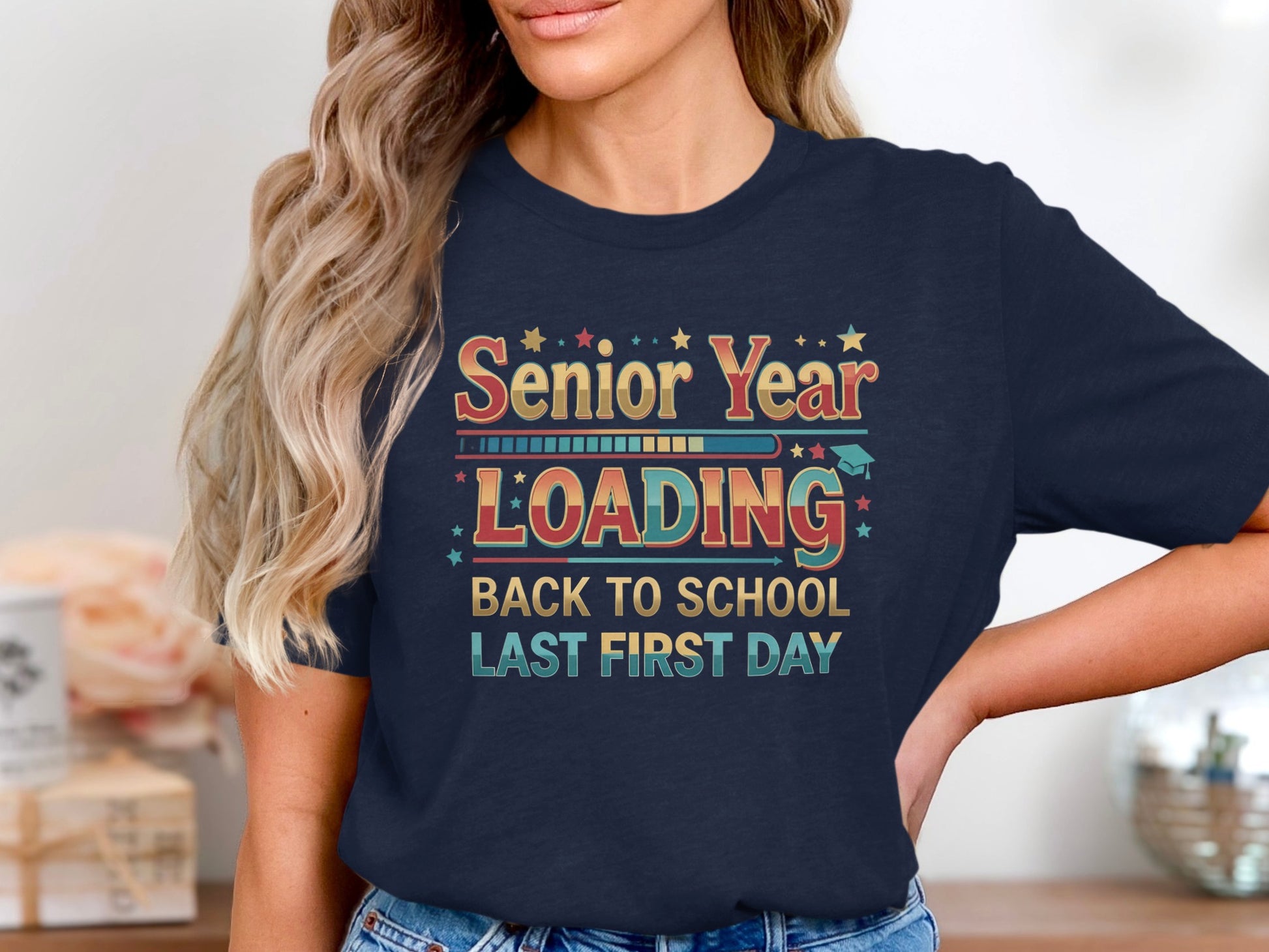 Senior Year Loading Back to School Last First Day graphic t-shirt.