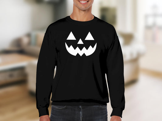 Smiling Jack-O'-Lantern Black Halloween Sweatshirt product type