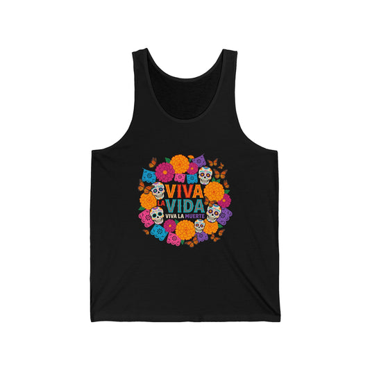 Viva la Vida Viva la Muerte | Día de los Muertos Marigold Tank Top