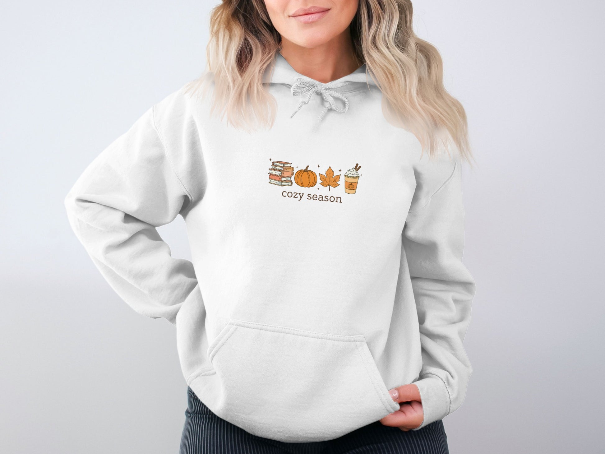 Cozy Season Hoodie with Autumn Themed Design product type