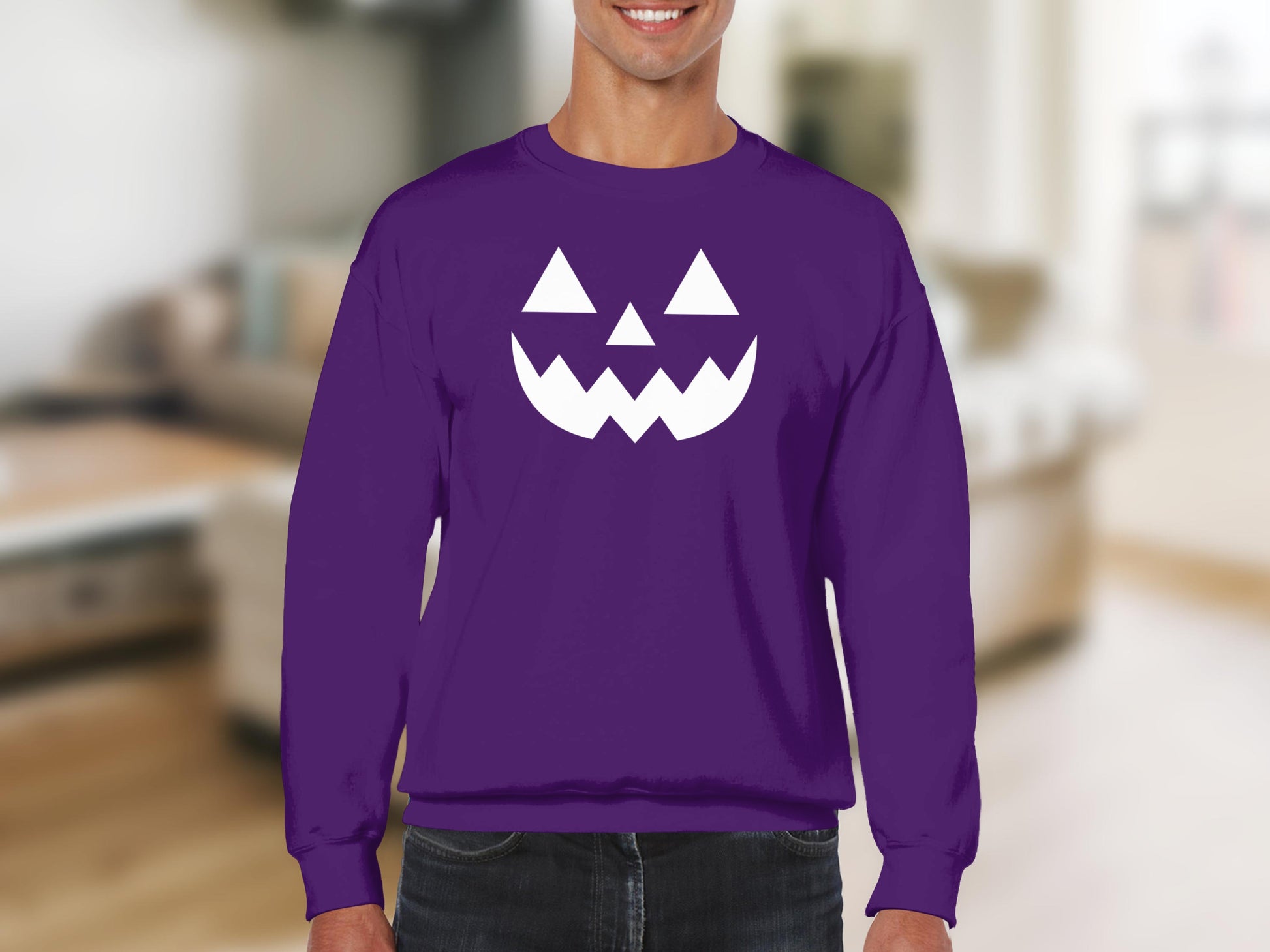 Spooky Purple Halloween Pumpkin Face Sweatshirt product type