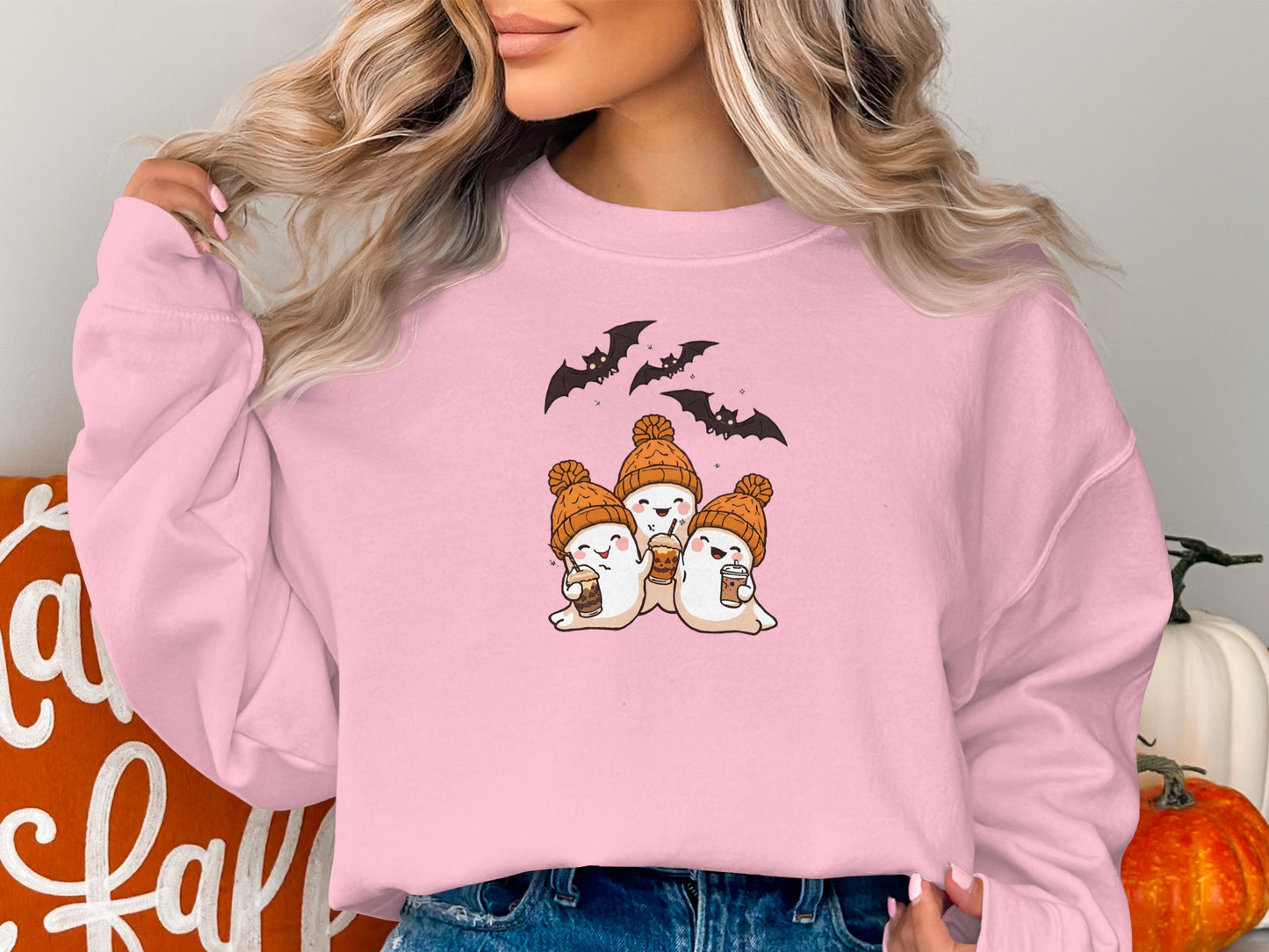 Cozy Halloween Cats Long Sleeve Sweatshirt product