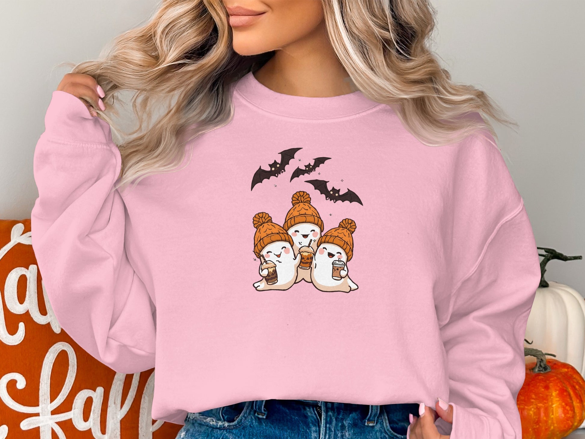 Cozy Halloween Cats Long Sleeve Sweatshirt product