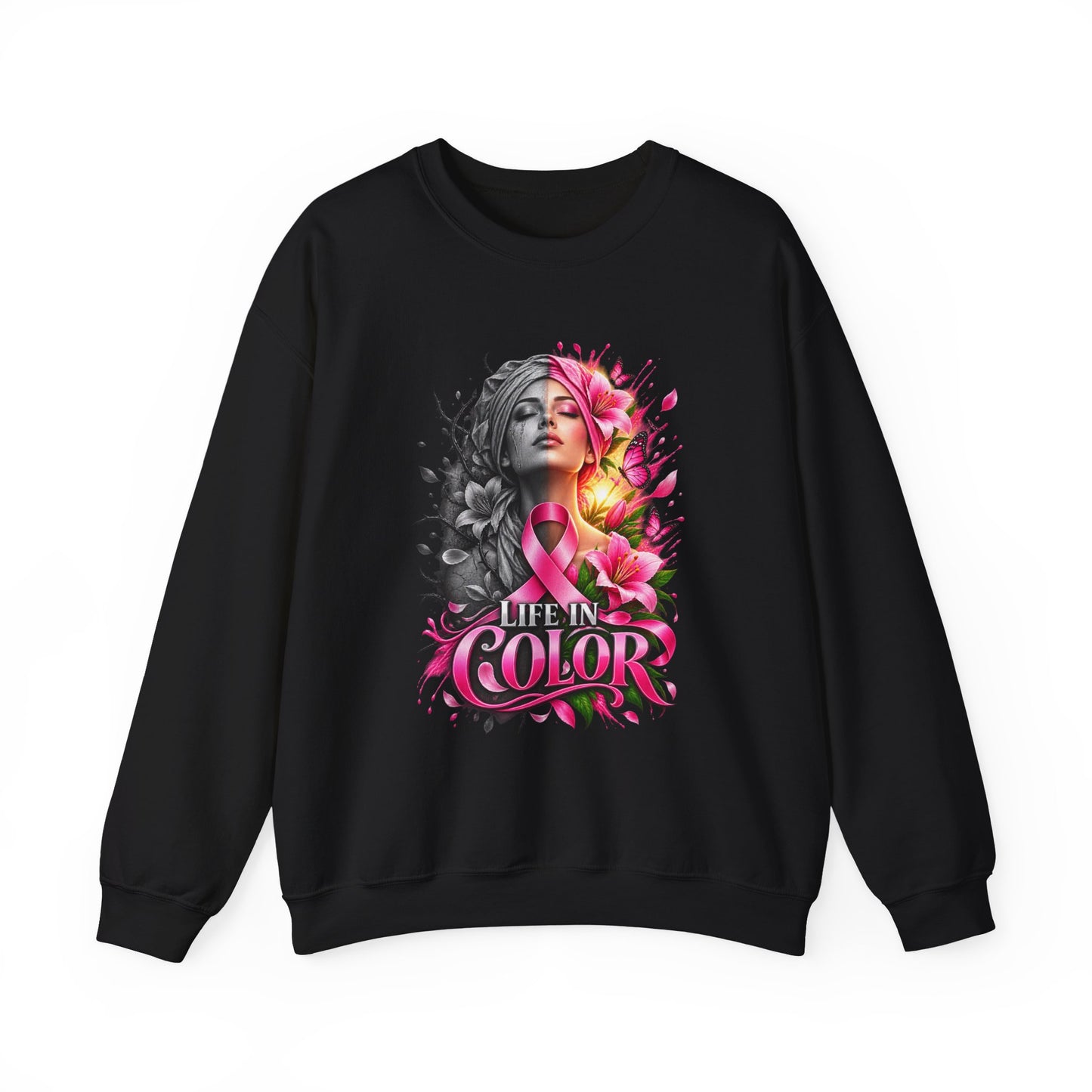 Life in Color | Breast Cancer Awareness Unisex Crewneck Sweatshirt