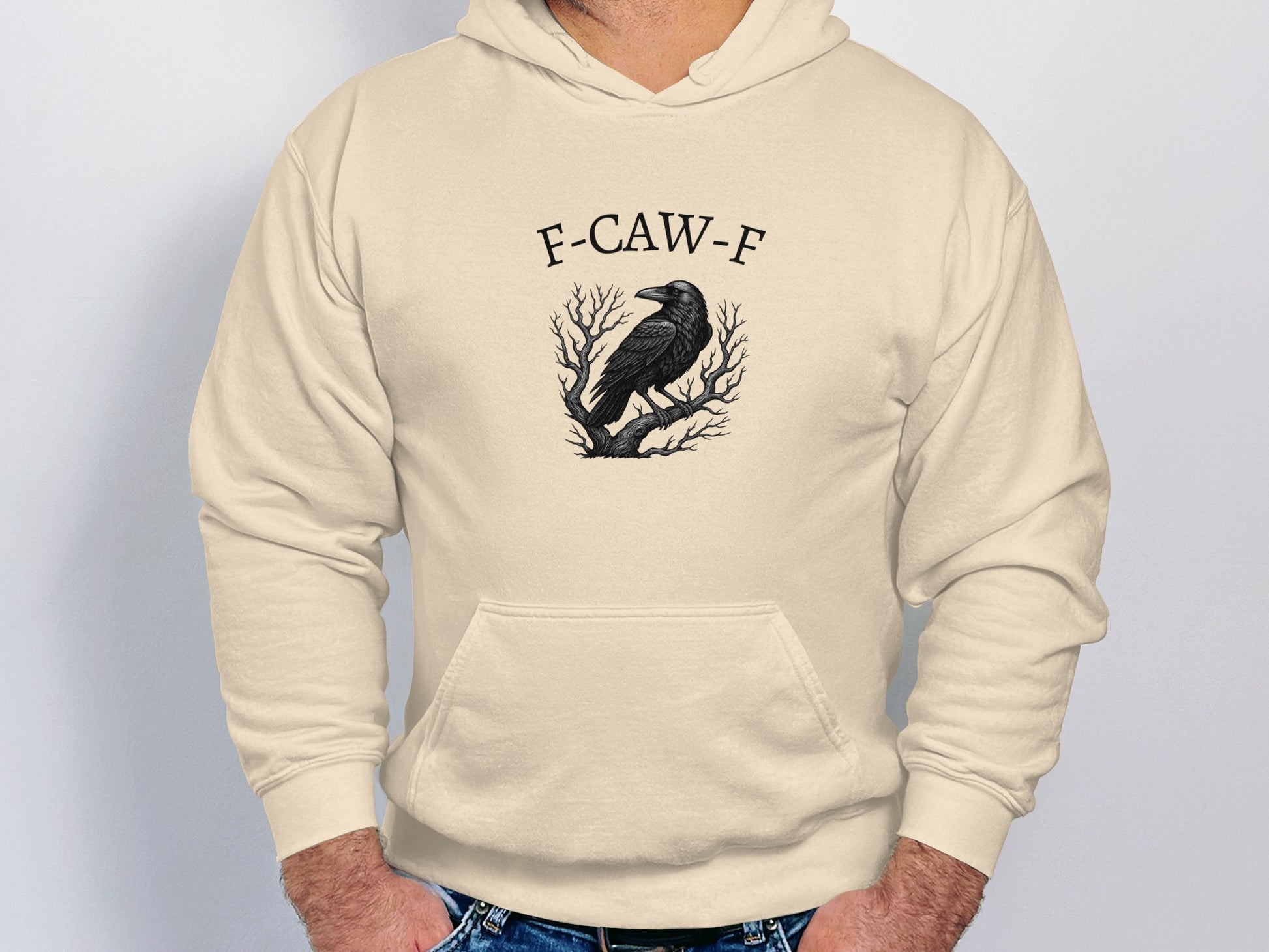 F-CAW-F Raven on Branches Beige Hoodie product