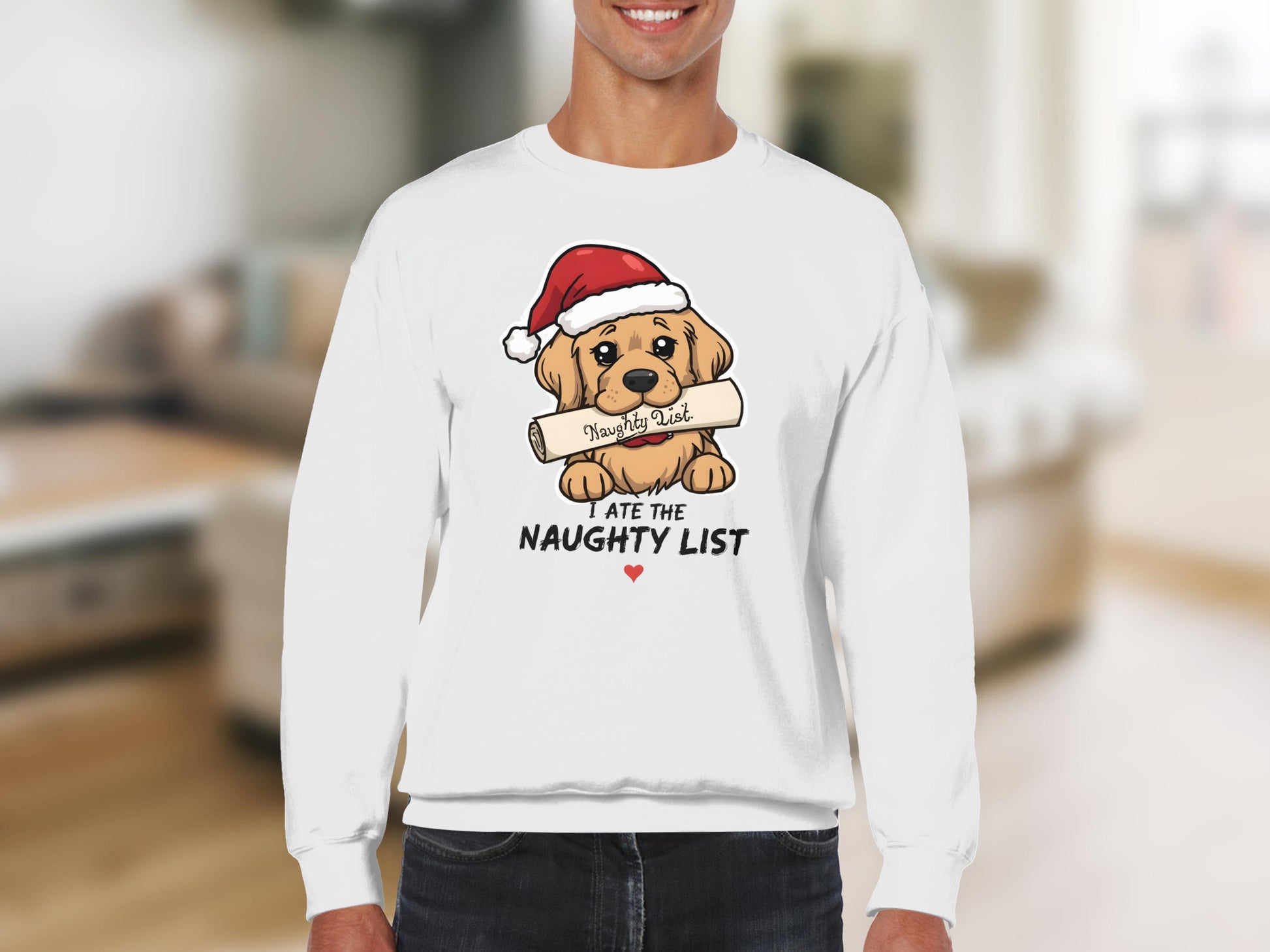 Cute Holiday Naughty List Dog Sweatshirt