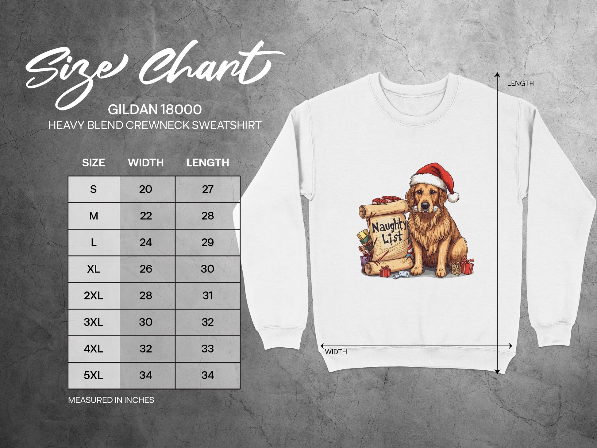 Naughty List Dog with Santa Hat Sweatshirt
