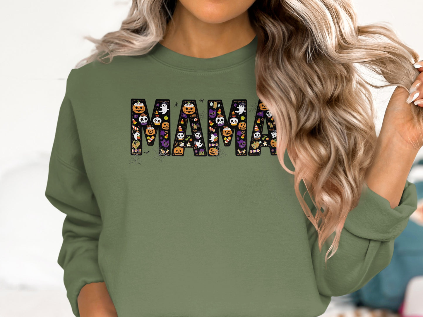 Halloween Themed Mama Letter Art Sweatshirt product type