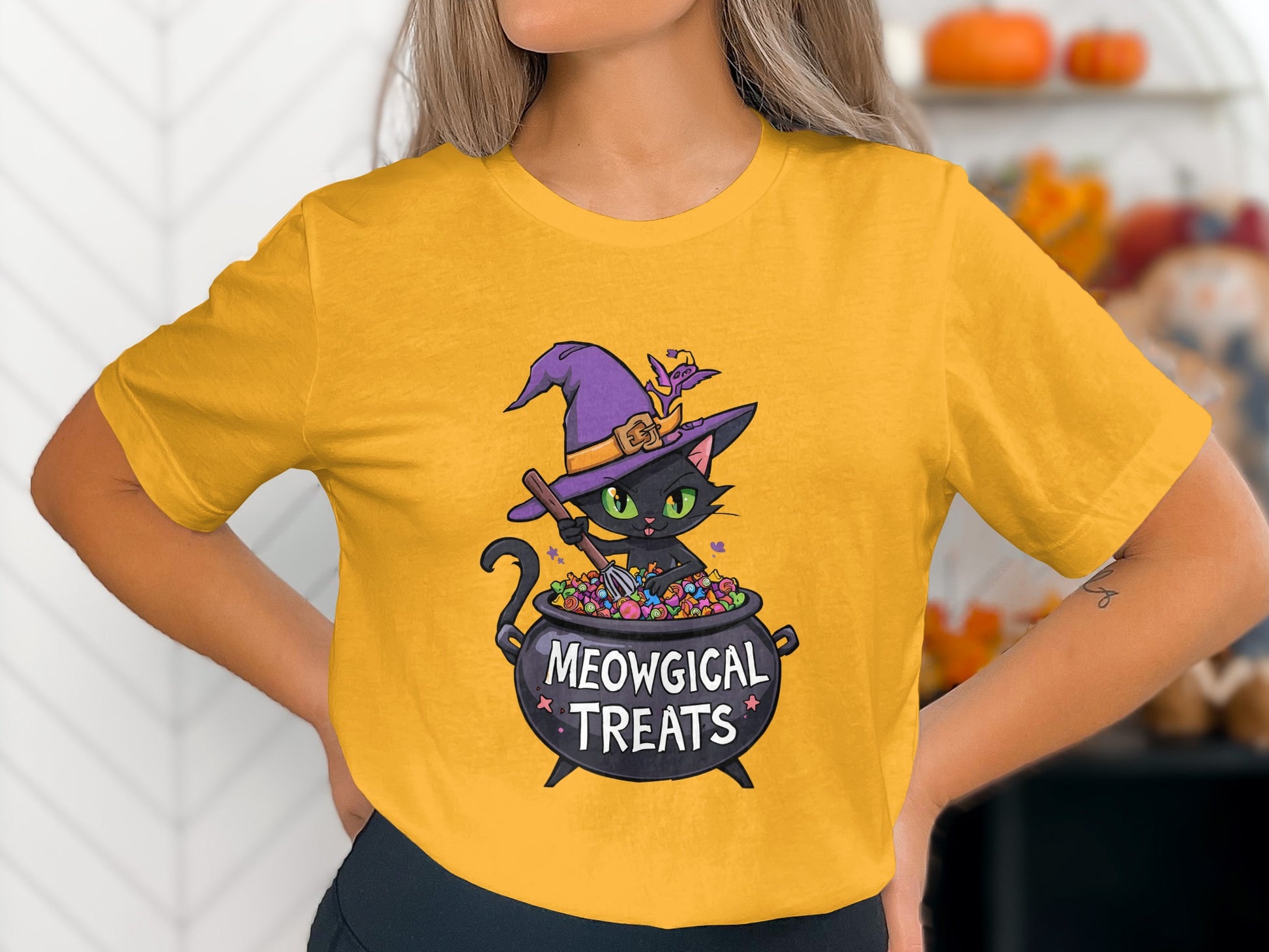 Meowgical Treats Halloween Black Cat Witch T Shirt product