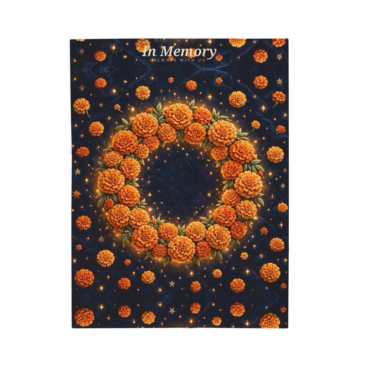 In Memory | Midnight Marigold Wreath Velveteen Plush Blanket