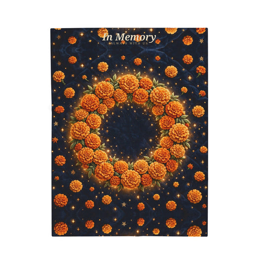 In Memory | Midnight Marigold Wreath Velveteen Plush Blanket