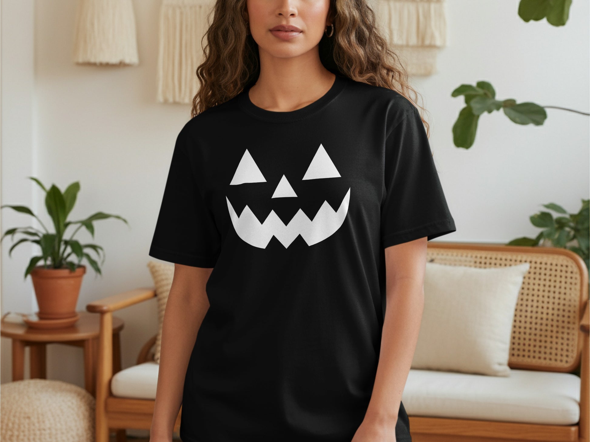 Black Halloween Pumpkin Face Unisex T-Shirt product