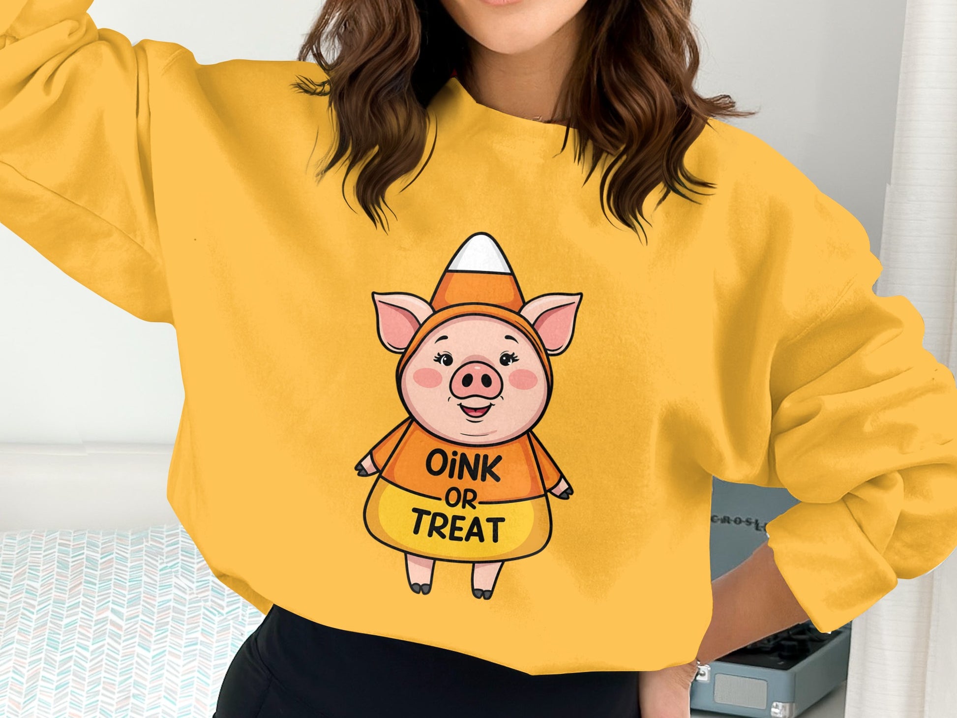 Cute Oink or Treat Pig in Costume Graphic Sweatshirt product