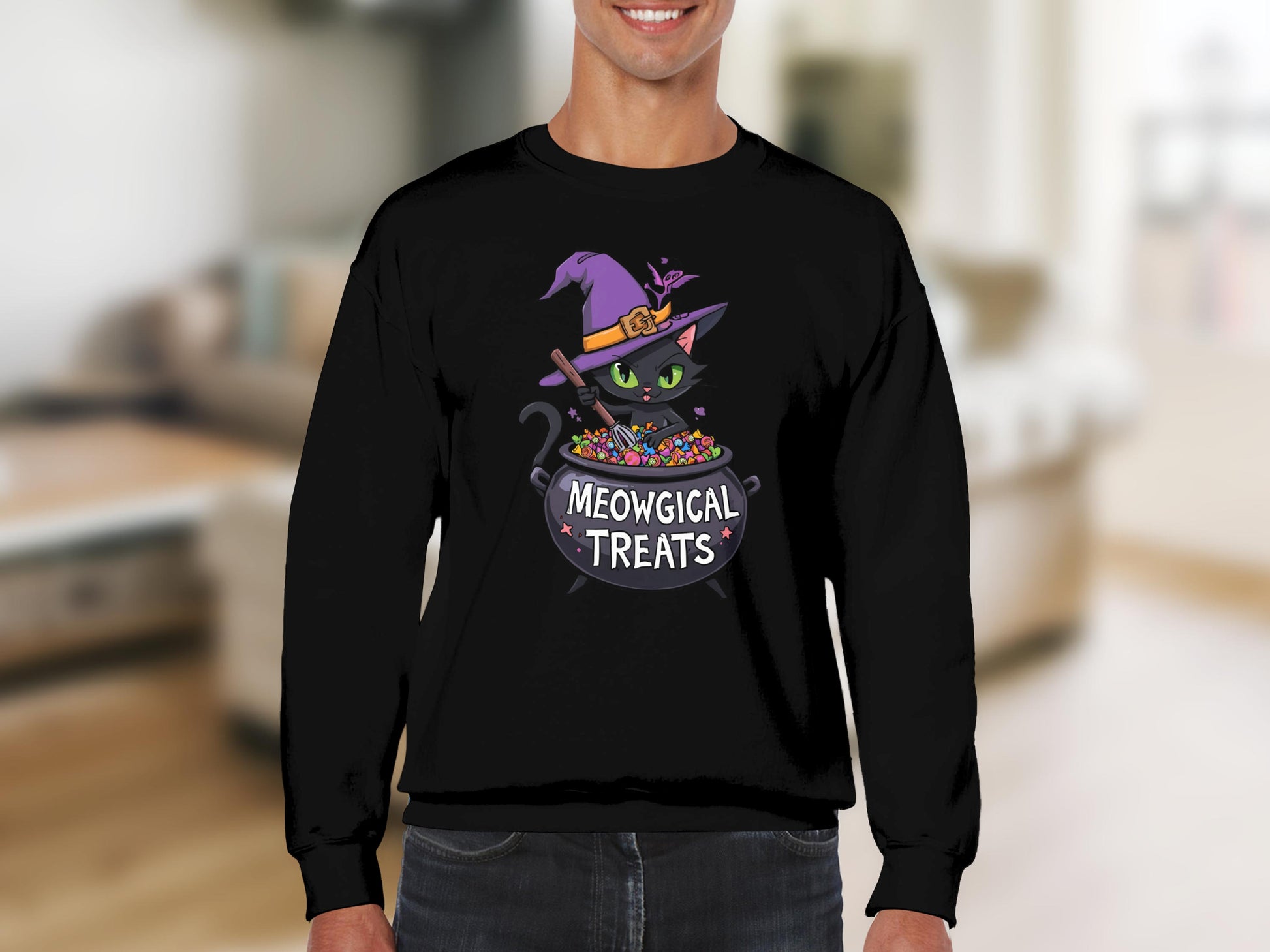 Meowgical Treats Witch Cat Halloween Sweatshirt product