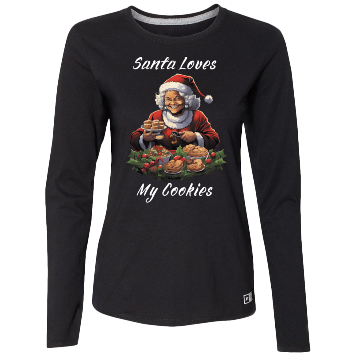 Ladies’ Santa Cookie Long Sleeve Tee