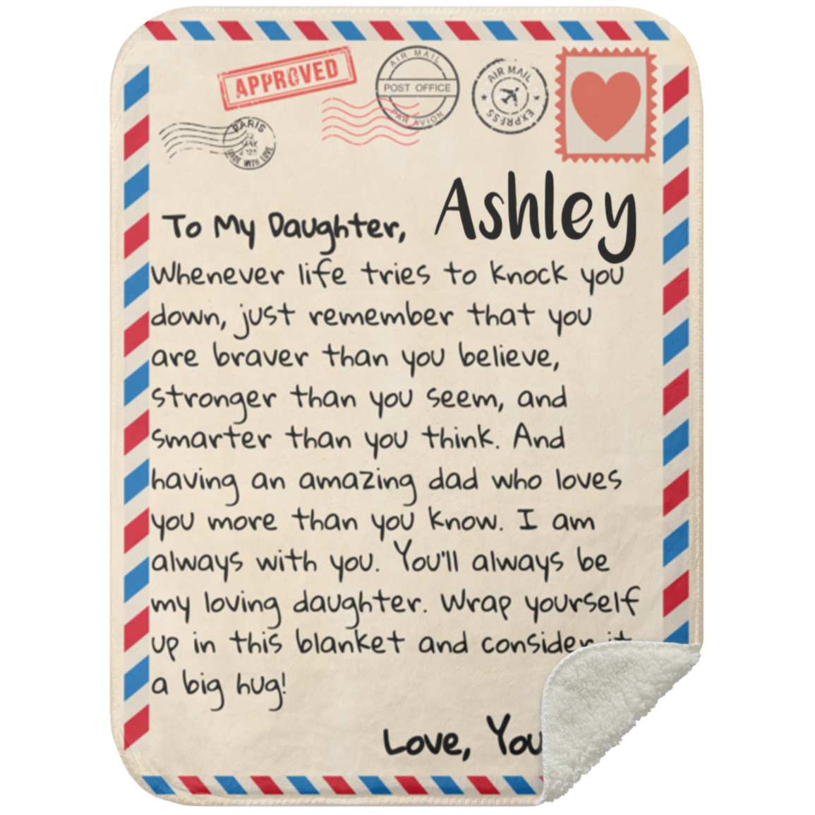 To My Daughter | From Dad | Letter Blanket - Personalized