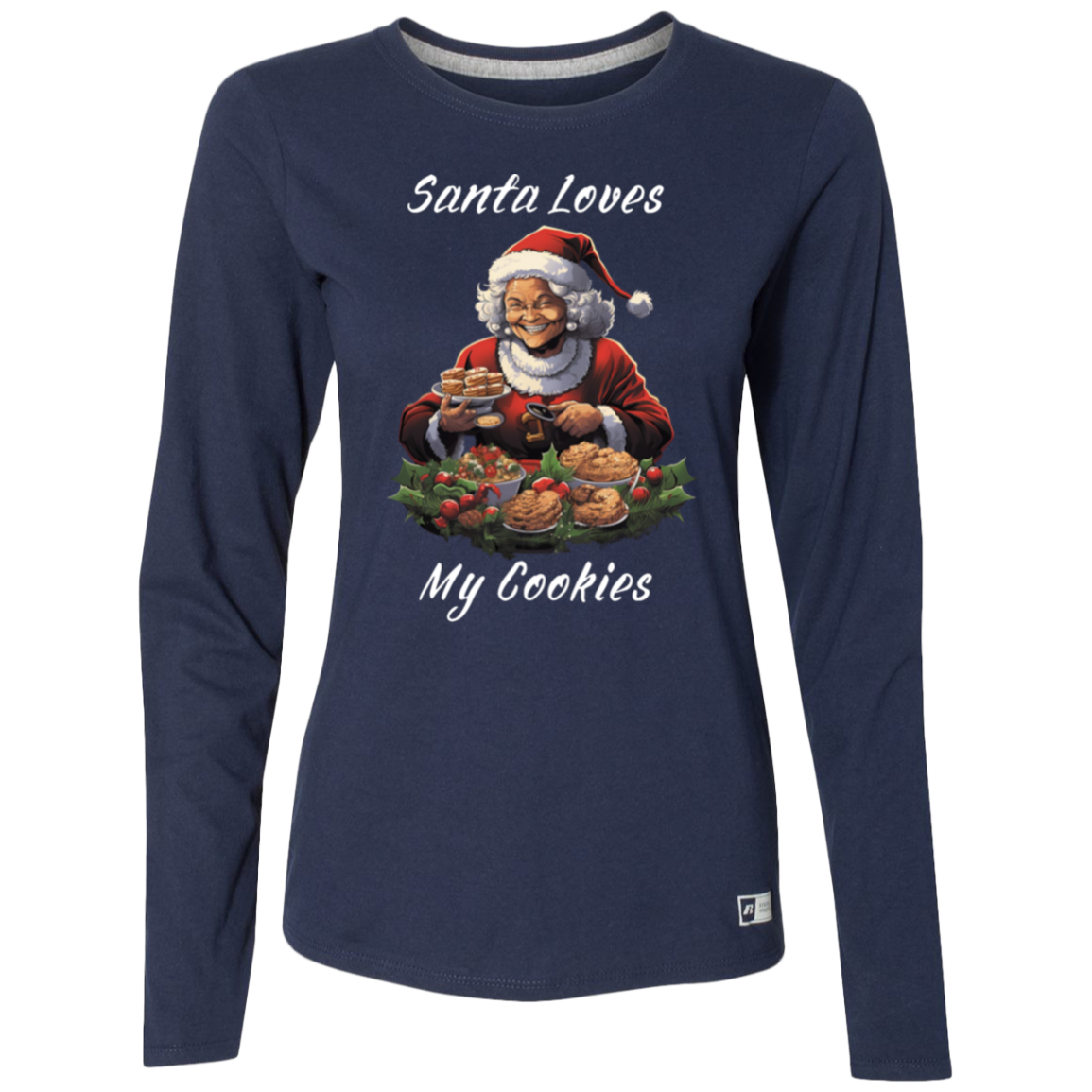 Ladies’ Santa Cookie Long Sleeve Tee